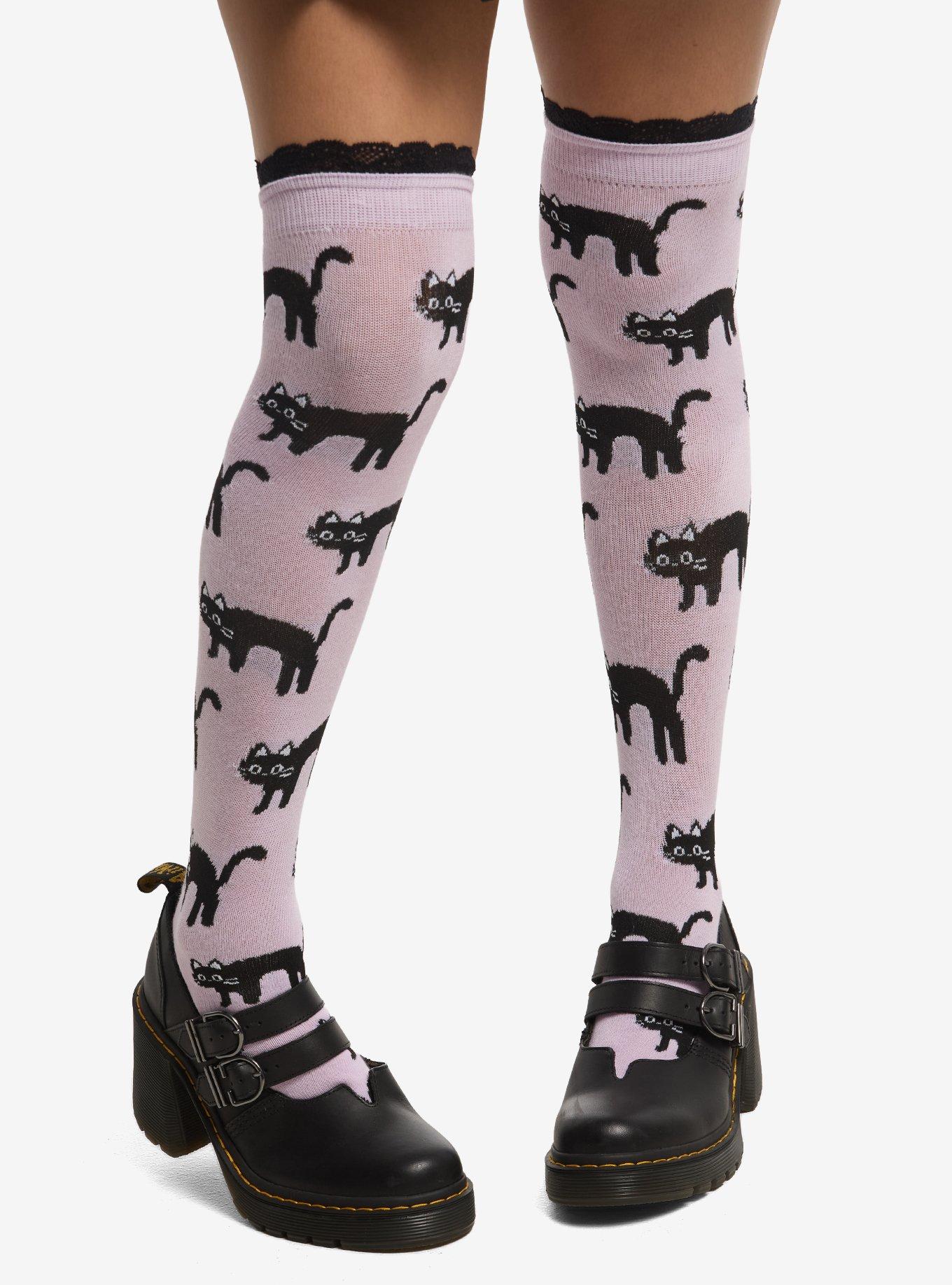 Purple Cat Knee-High Socks