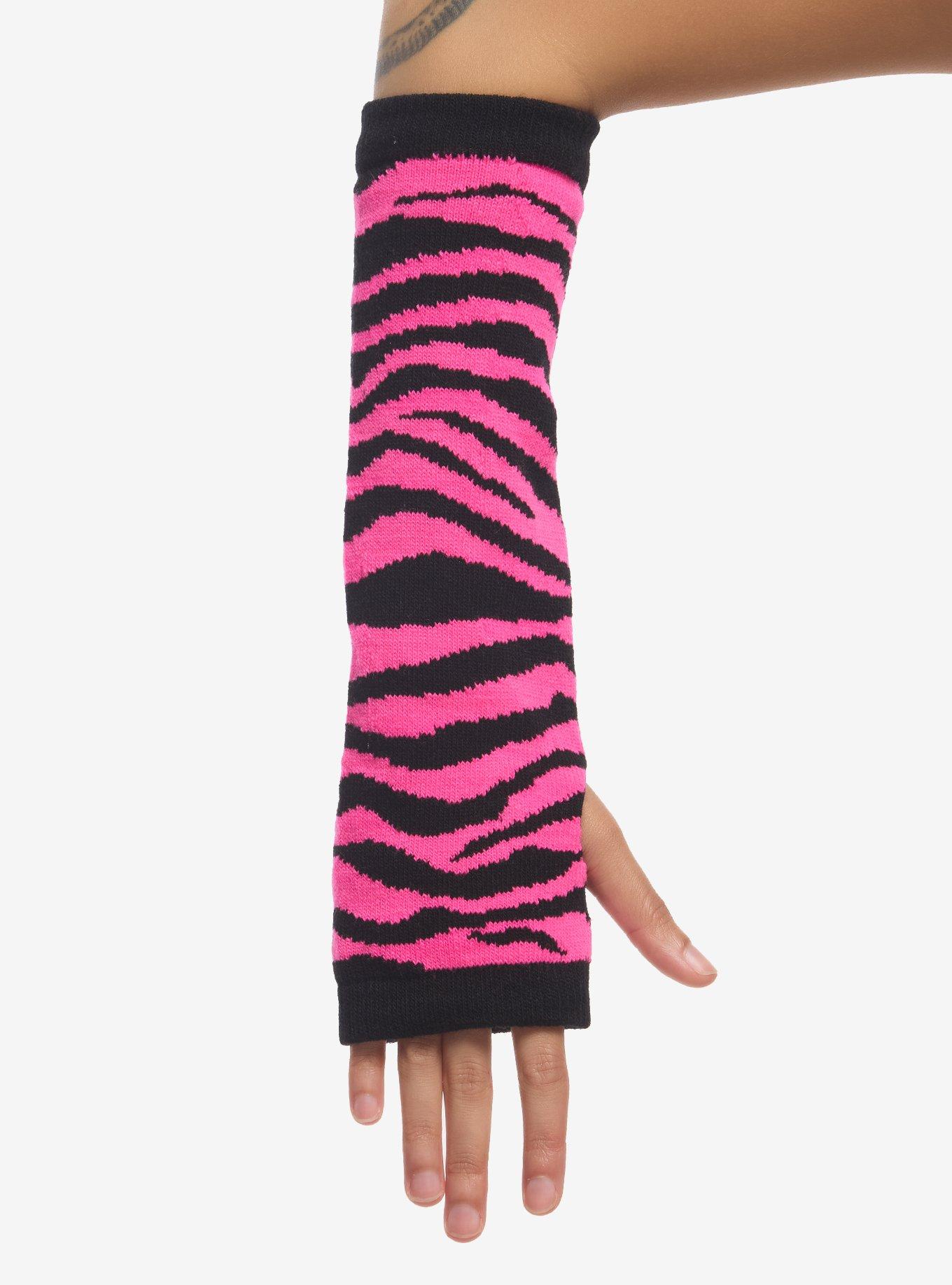 Pink & Black Zebra Arm Warmers | Hot Topic