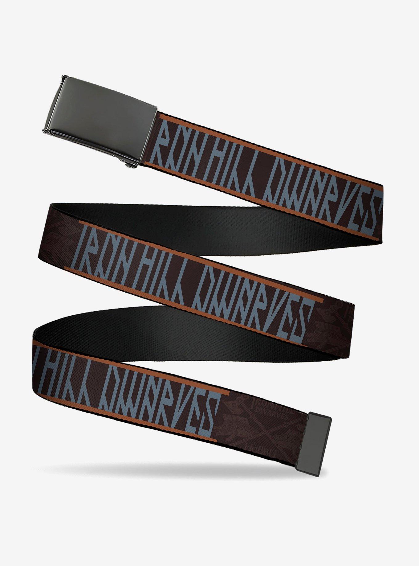The Hobbit Iron Hill Dwarves Text & Title Browns Clamp Buckle Belt, , hi-res