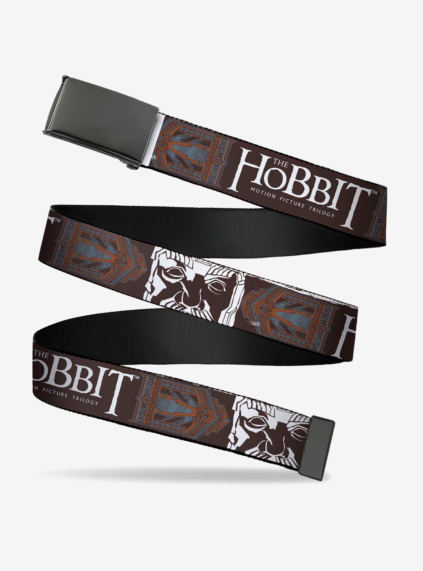 The Hobbit Motion Picture Trilogy Icon & Logo Brown Clamp Buckle Belt