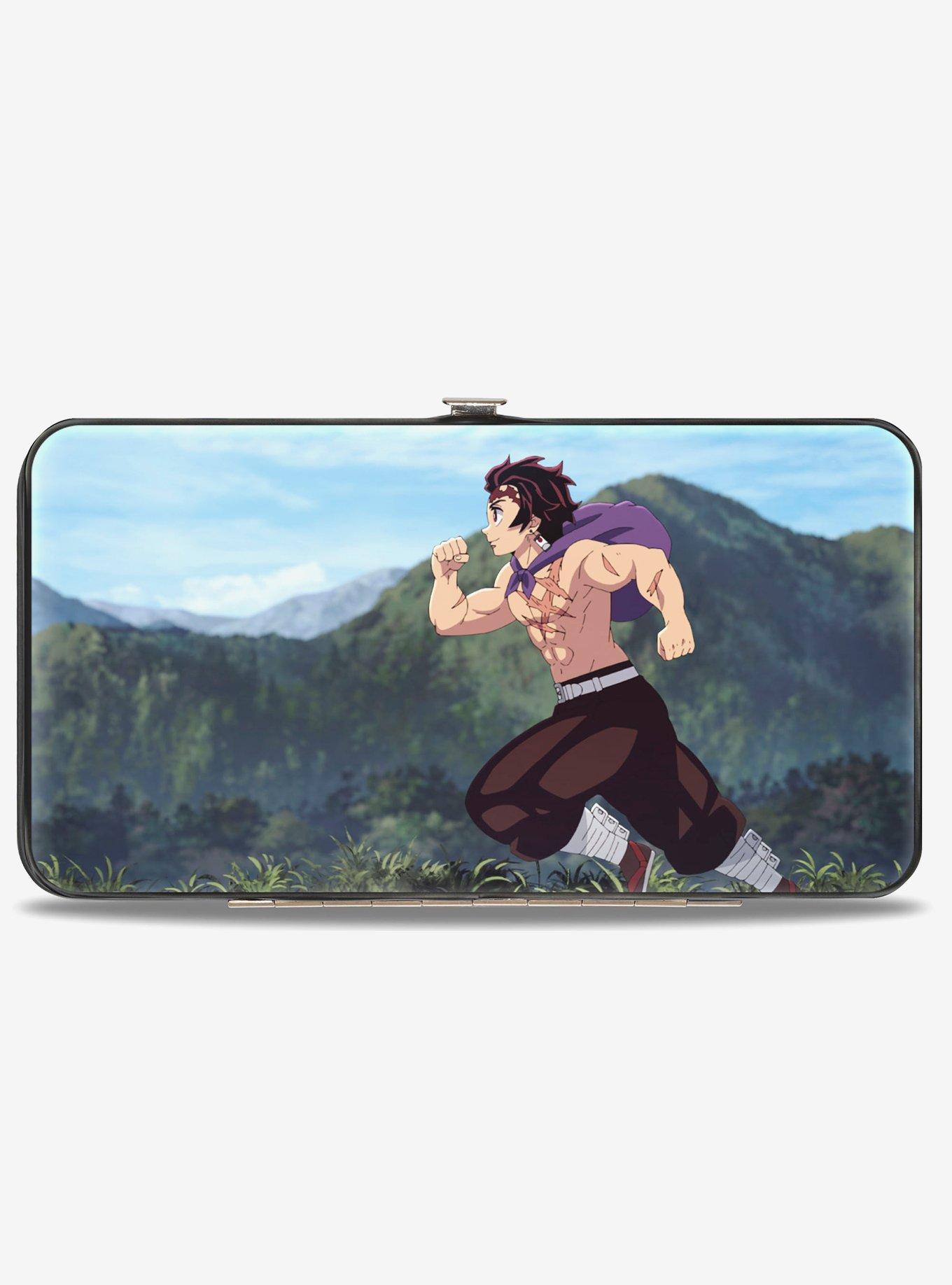 Demon Slayer Tanjiro Kamado Pose & Running Scene with Logo Hinged Wallet, , hi-res