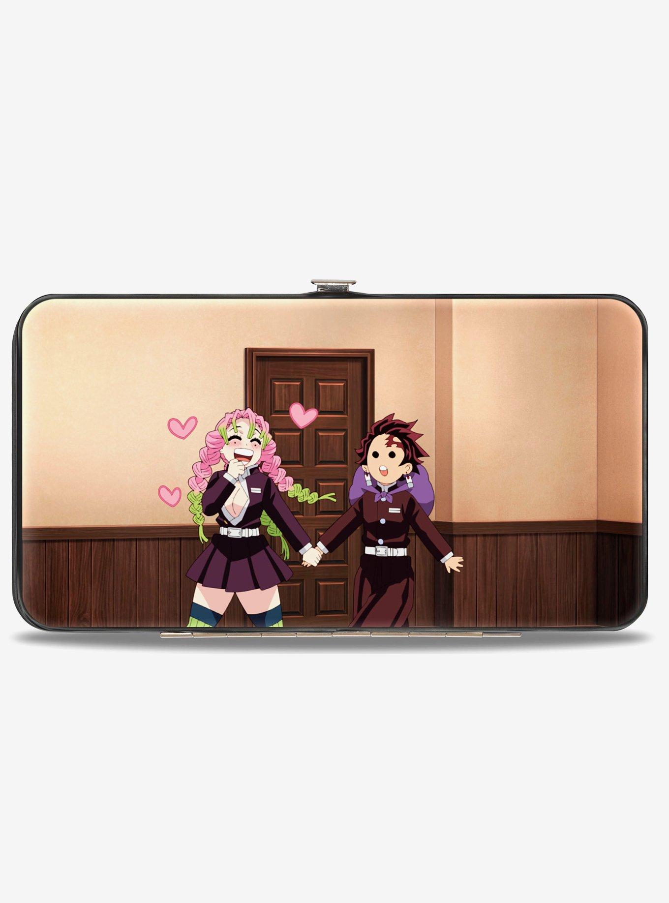 Demon Slayer Mitsuri and Tanjiro Holding Hands Poses & Logo Hinged Wallet, , hi-res