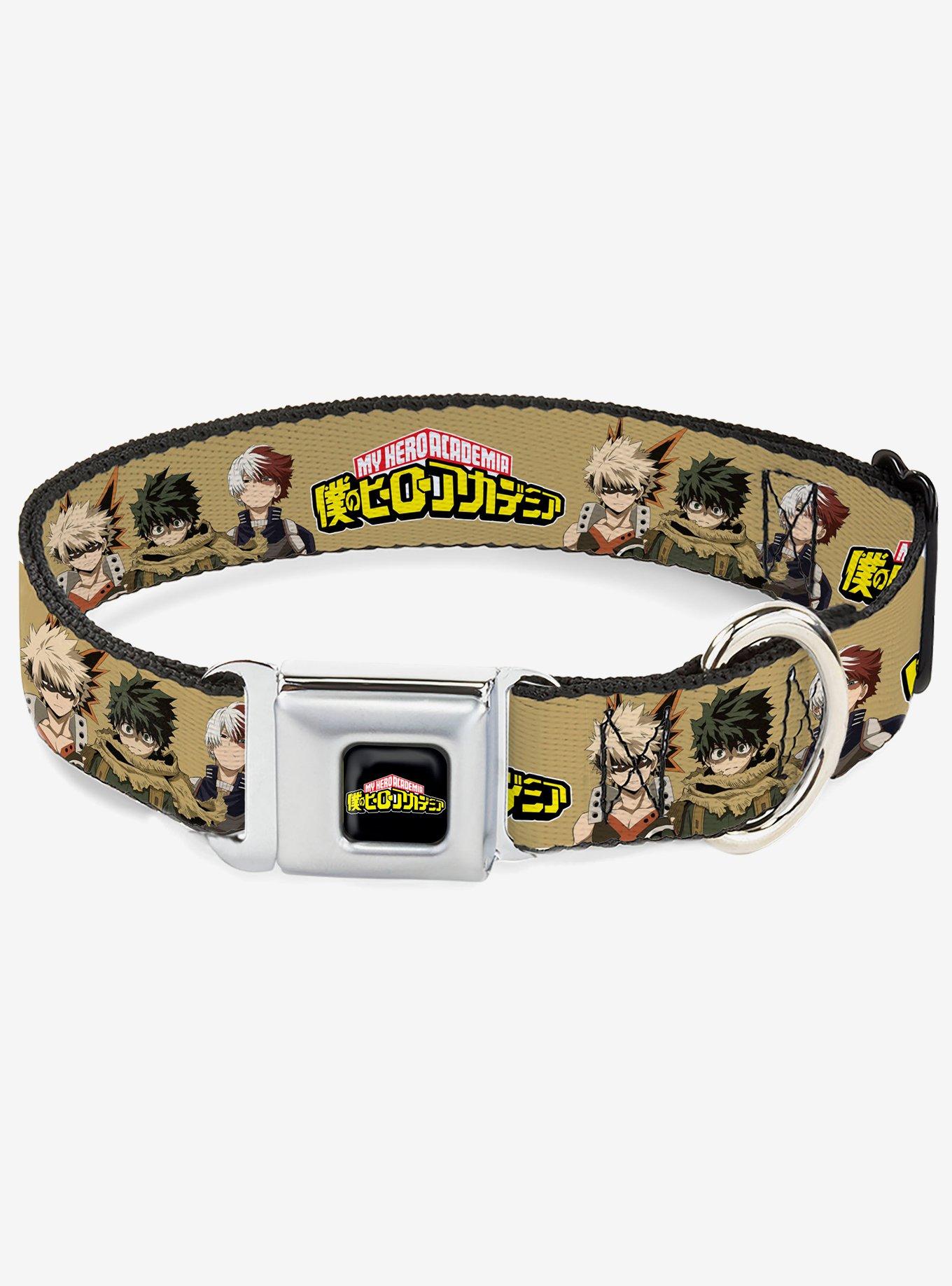 My Hero Academia Character Trio Pose & Title Seatbelt Buckle Dog Collar Tan, , hi-res