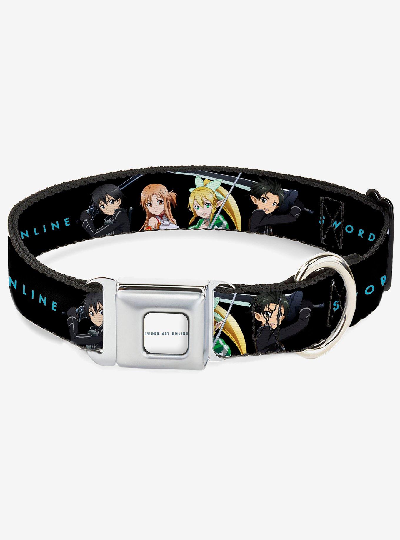 Sword Art Online Four Character Swords Group & Logo Seatbelt Buckle Dog Collar, , hi-res