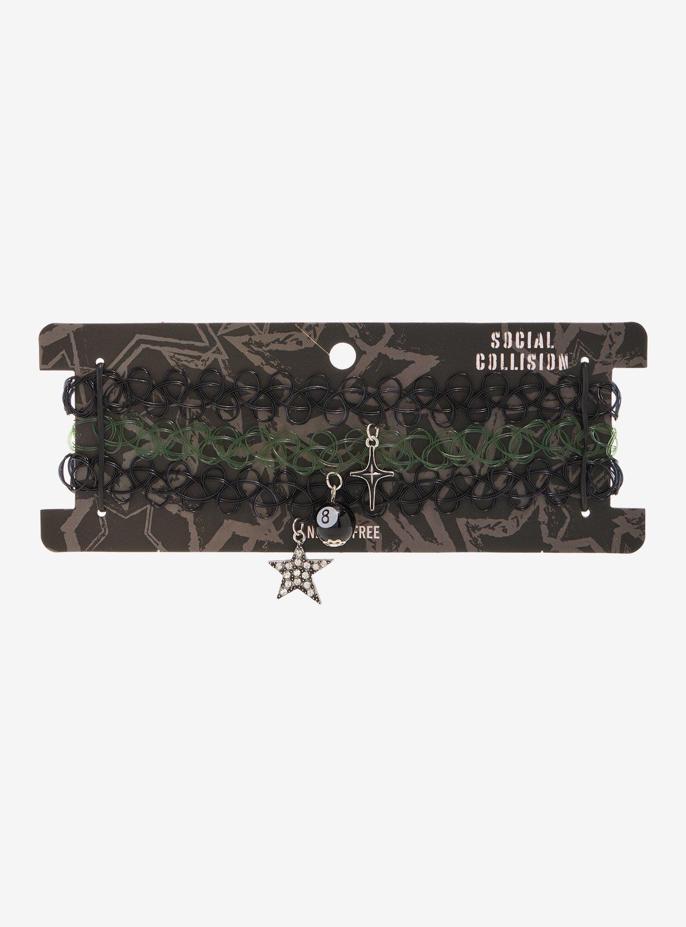 Social Collision 8-Ball Star Tattoo Choker Set, , hi-res