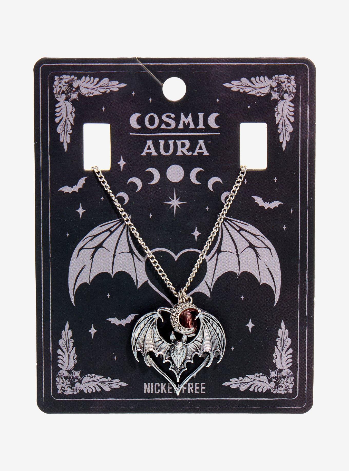 Cosmic Aura Bat Heart Celestial Pendant Necklace, , hi-res