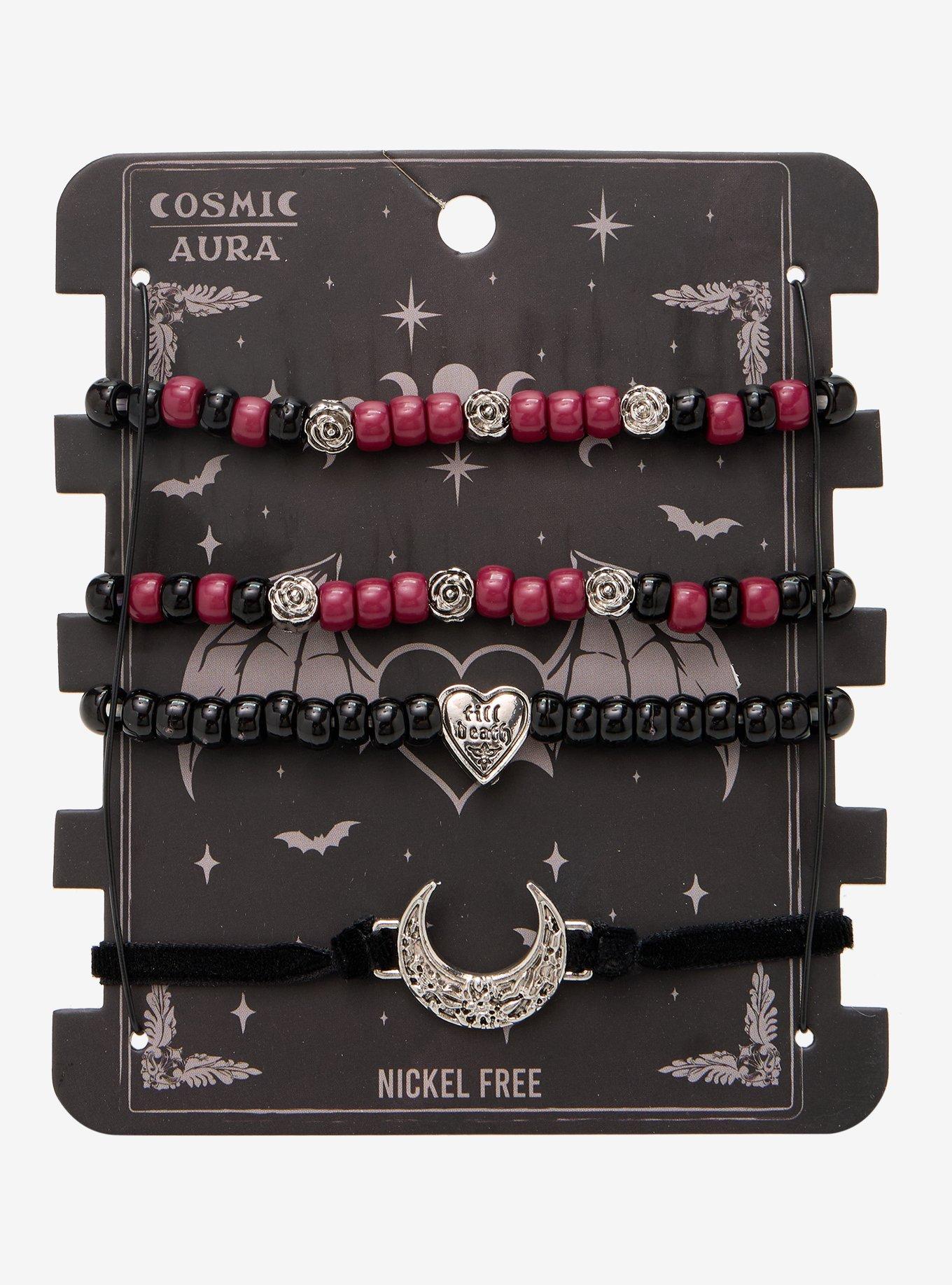Cosmic Aura Moon Heart Bead Bracelet Set, , hi-res