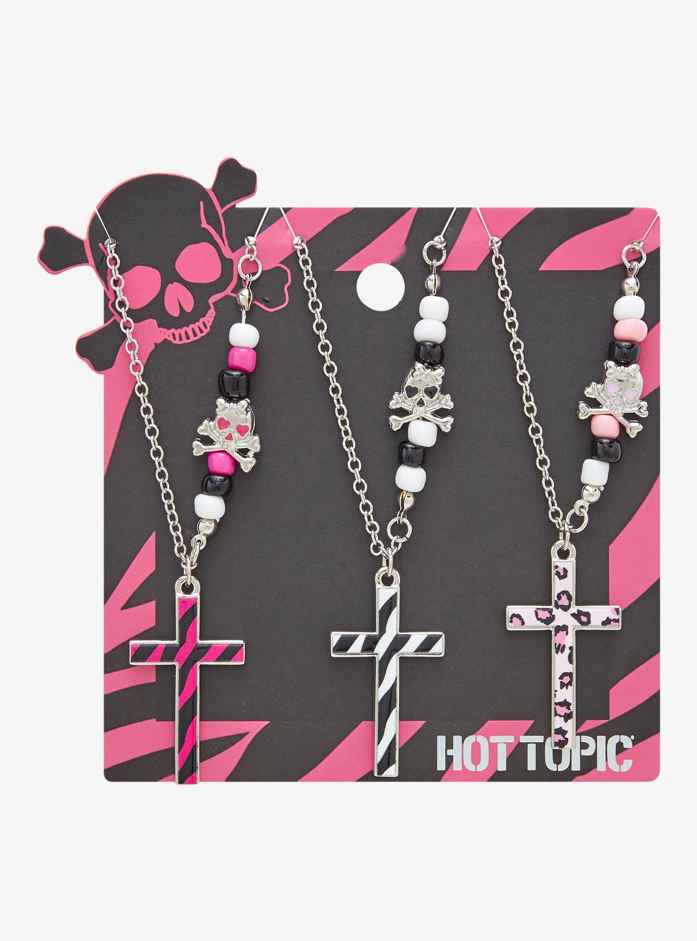 Animal Print Cross Best Friend Necklace Set, , hi-res