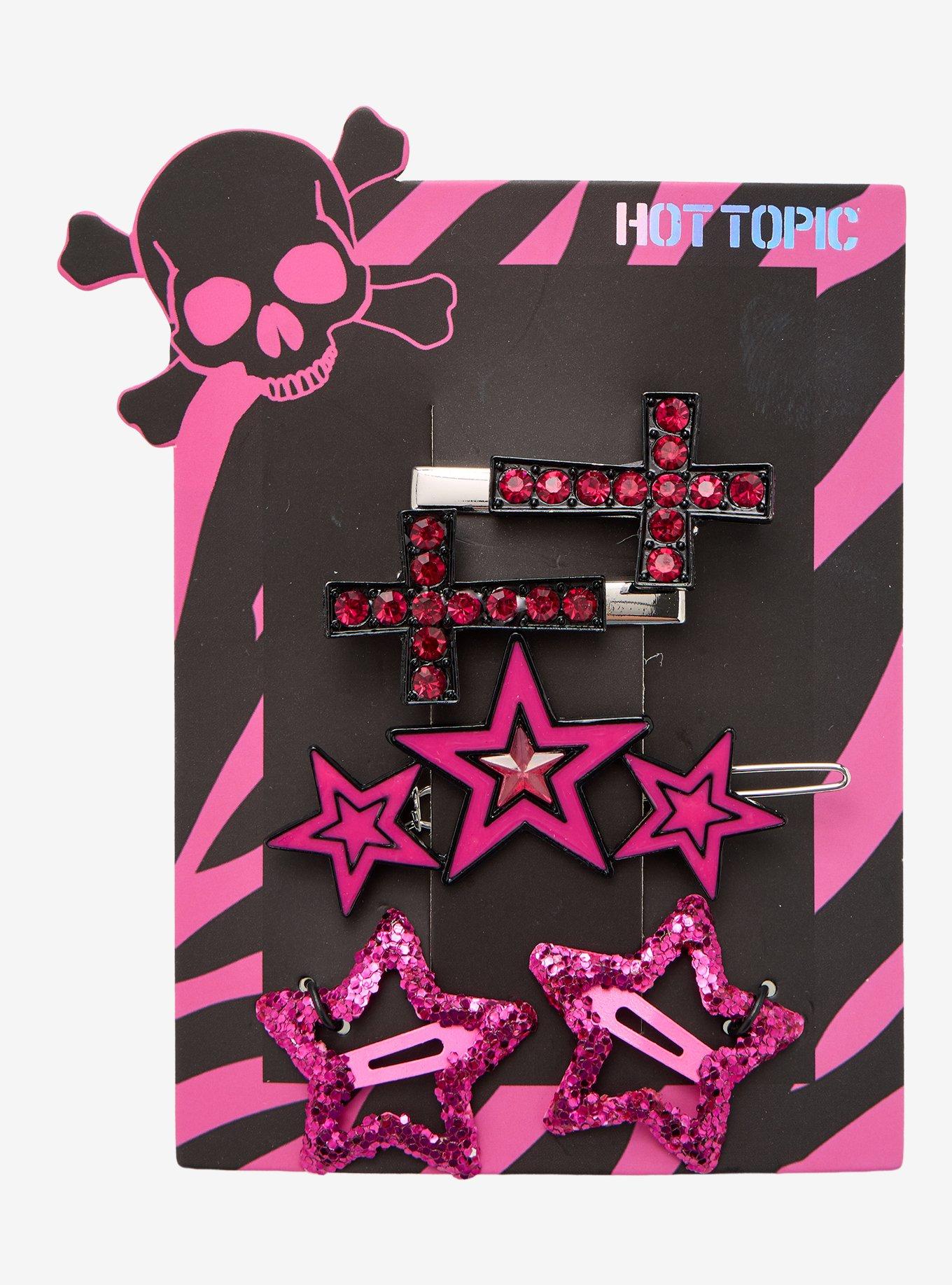 Pink Gem Star Hair Clip Set, , hi-res