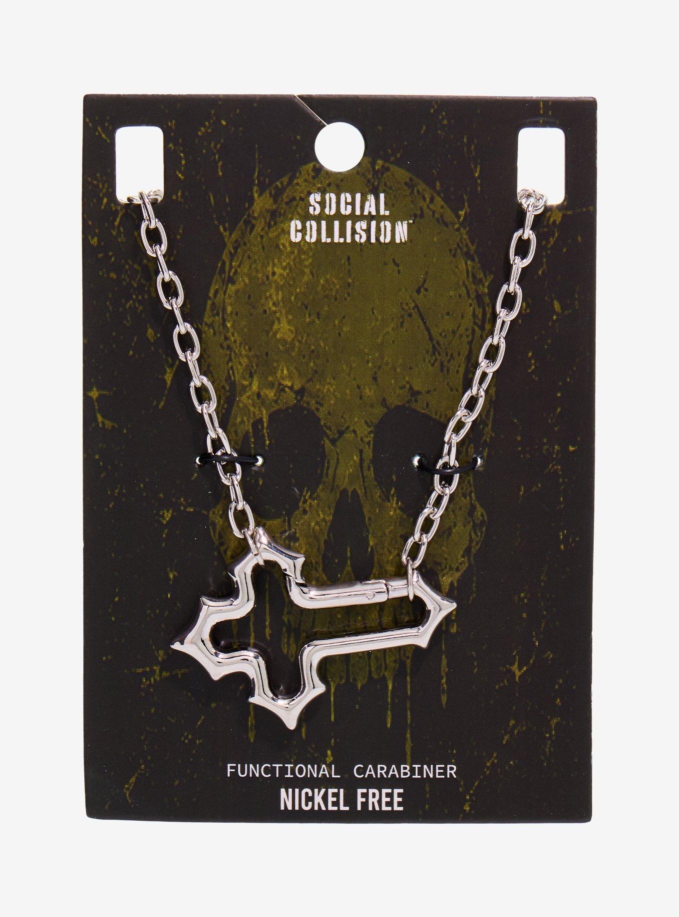 Social Collision Cross Carabiner Necklace, , hi-res