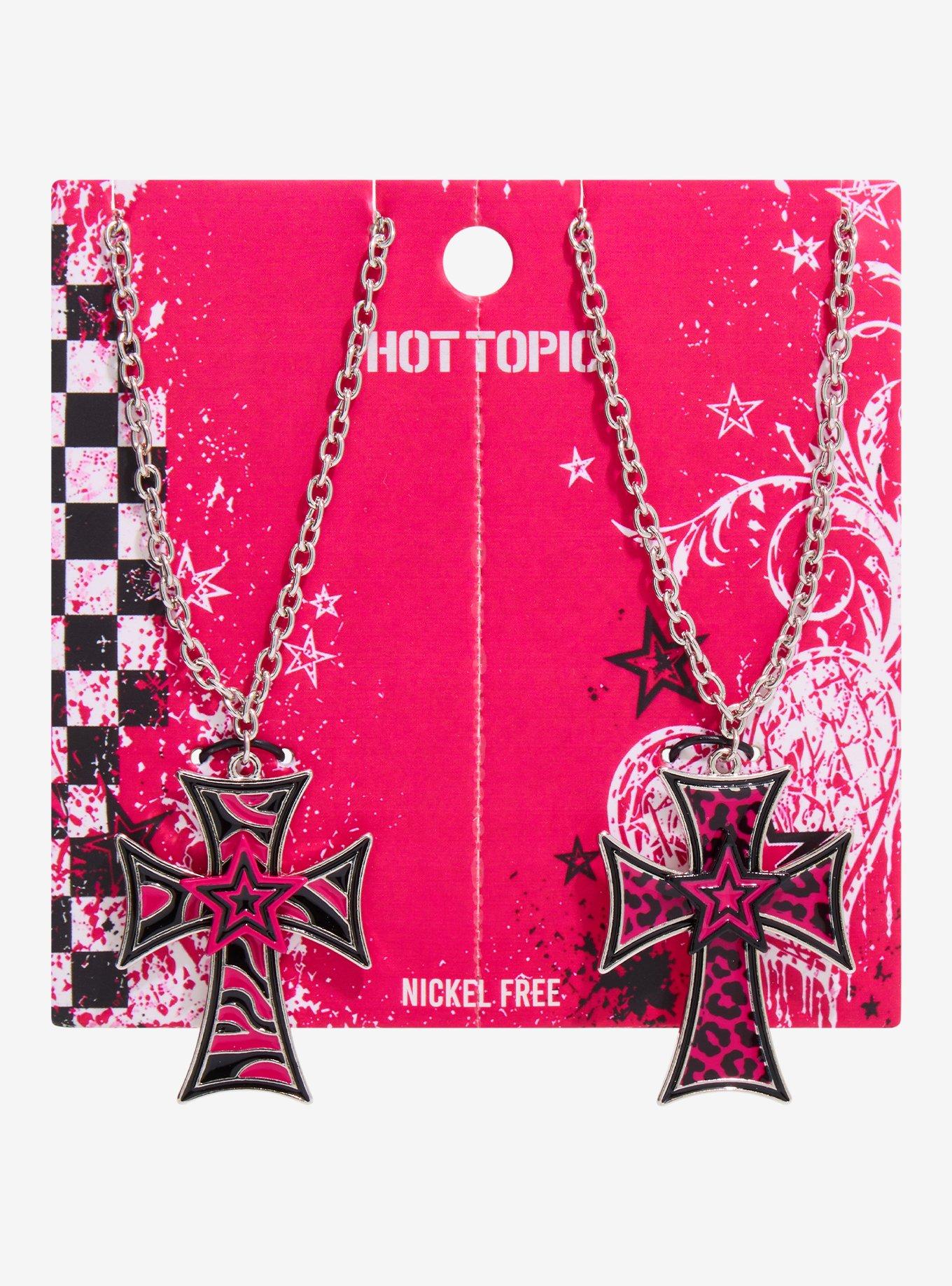 Animal Print Cross Best Friend Necklace Set, , hi-res