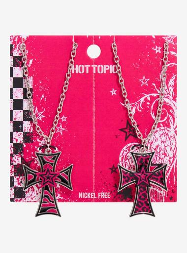 Animal Print Cross Best Friend Necklace Set | Hot Topic