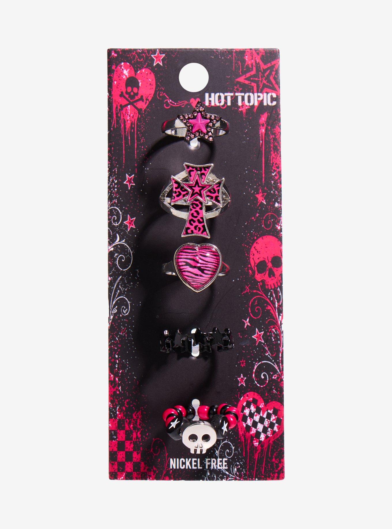 Pink Leopard Y2K Ring Set, , hi-res