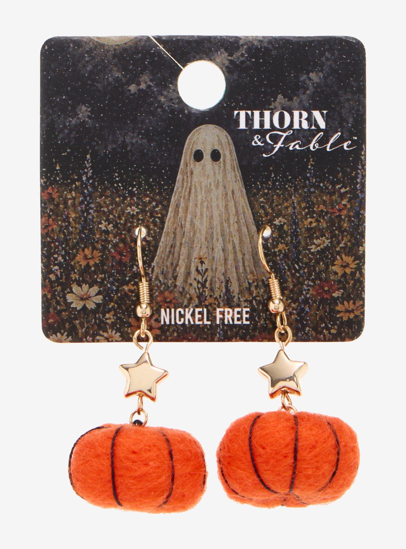 Thorn & Fable Felt Pumpkin Star Earrings, , hi-res