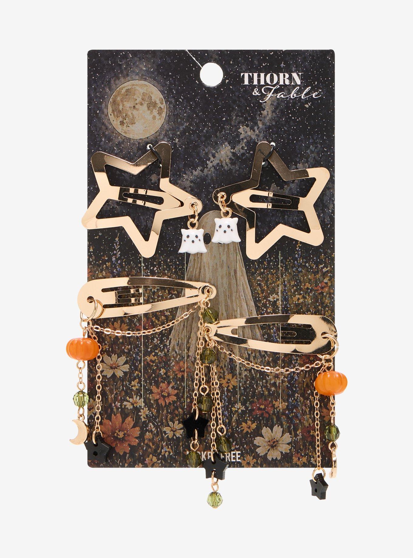 Thorn & Fable Ghost Pumpkin Hair Clip Set, , hi-res