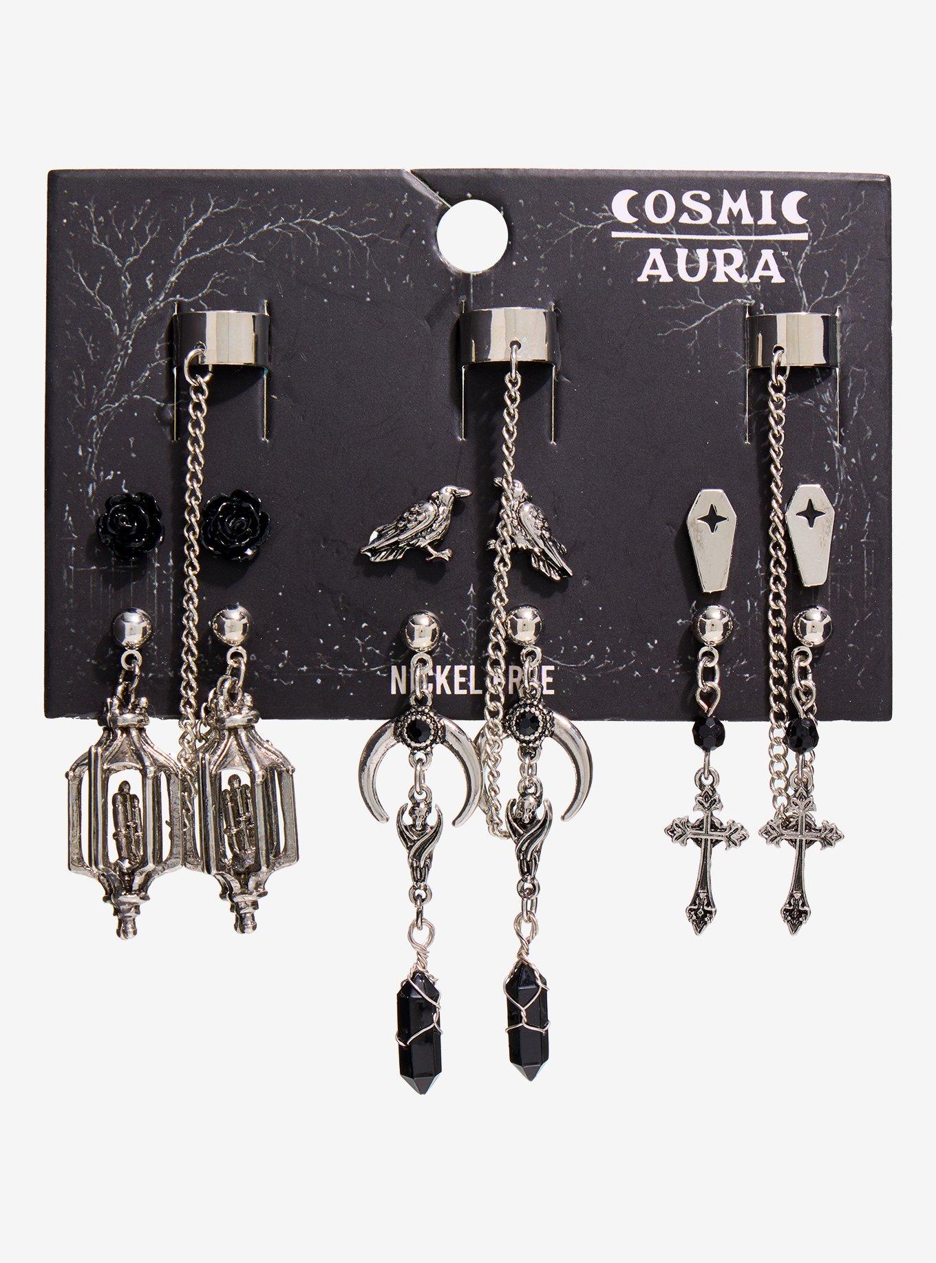 Cosmic Aura Gothic Witch Cuff Earring Set, , hi-res