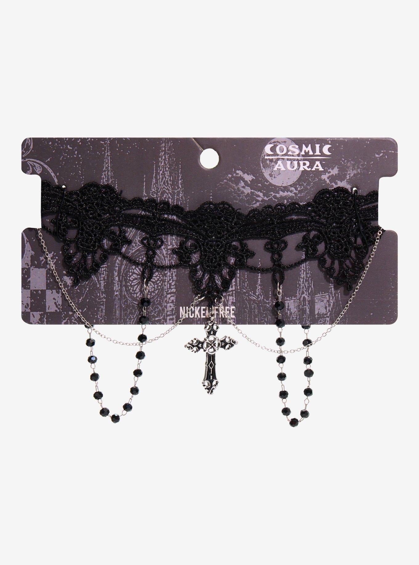 Cosmic Aura Gothic Cross Choker, , hi-res