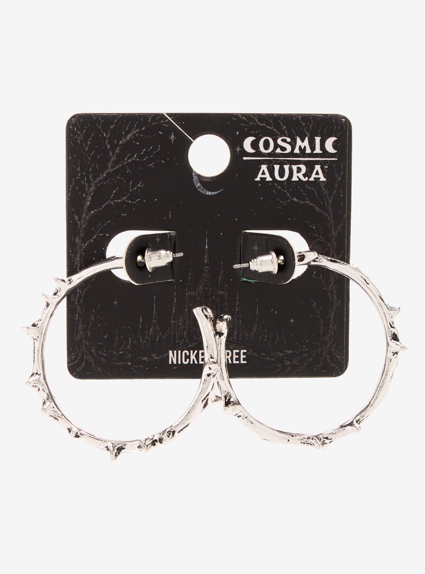 Cosmic Aura Spiky Thorns Hoop Earrings, , hi-res