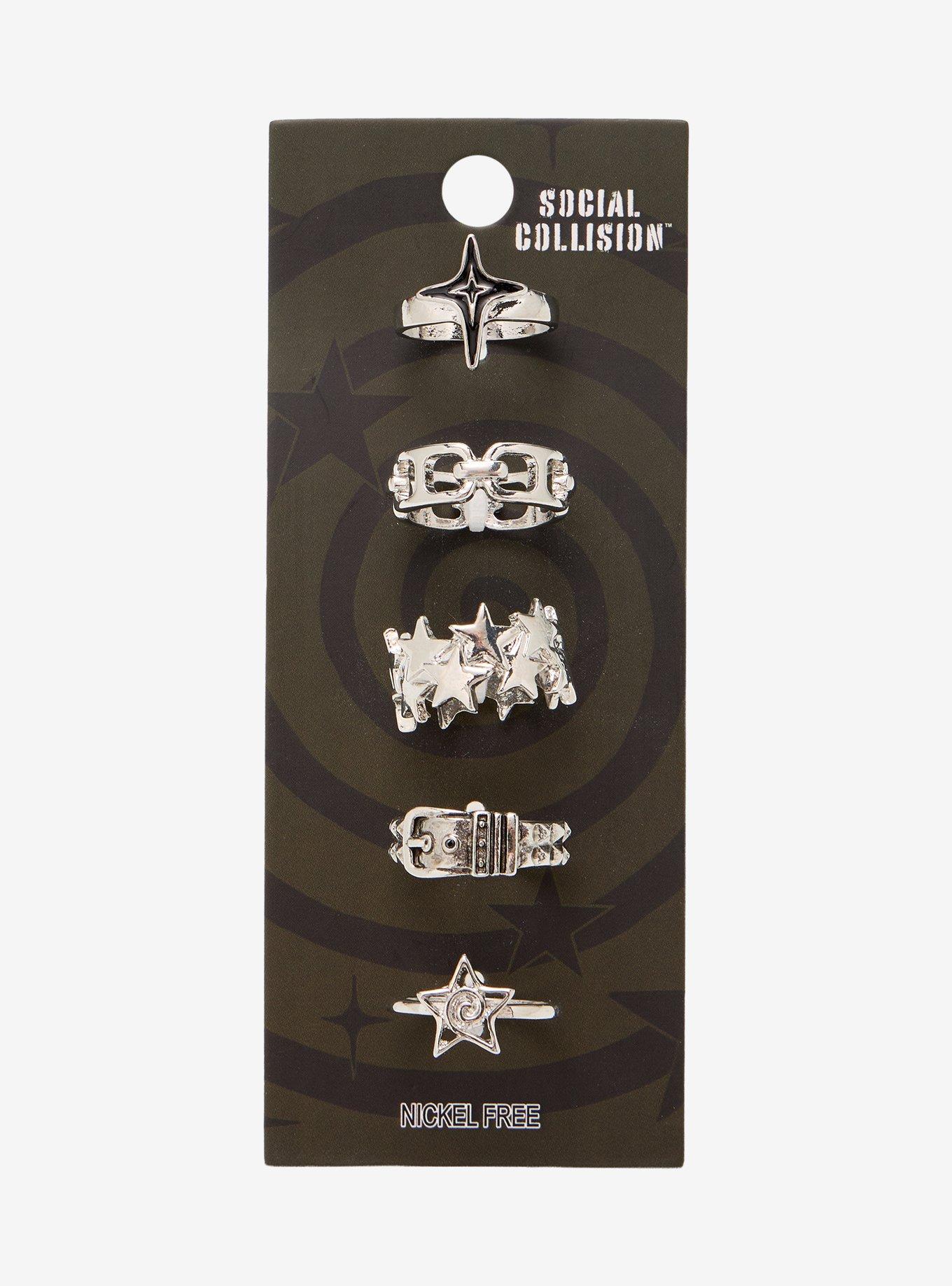 Social Collision Ring Cluster Buckle Ring Set, , hi-res