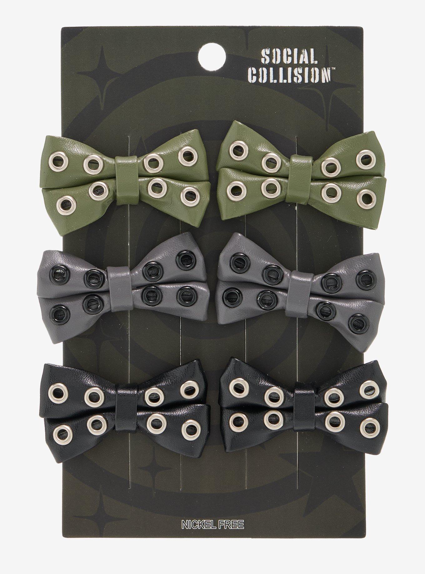 Social Collision Grommet Mini Bow Hair Clip Set, , hi-res