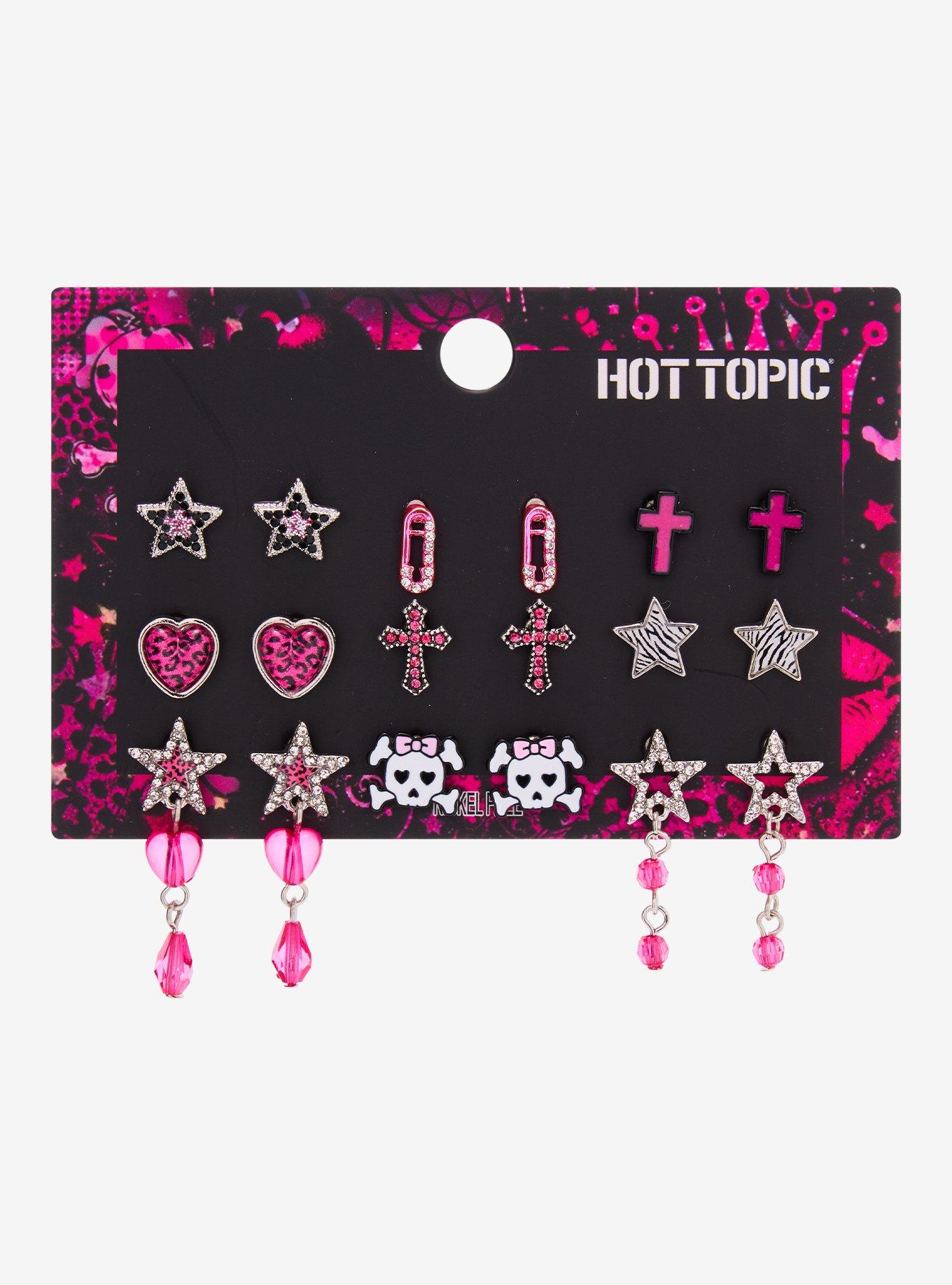 Pink Bling Y2K Icons Earring Set, , hi-res
