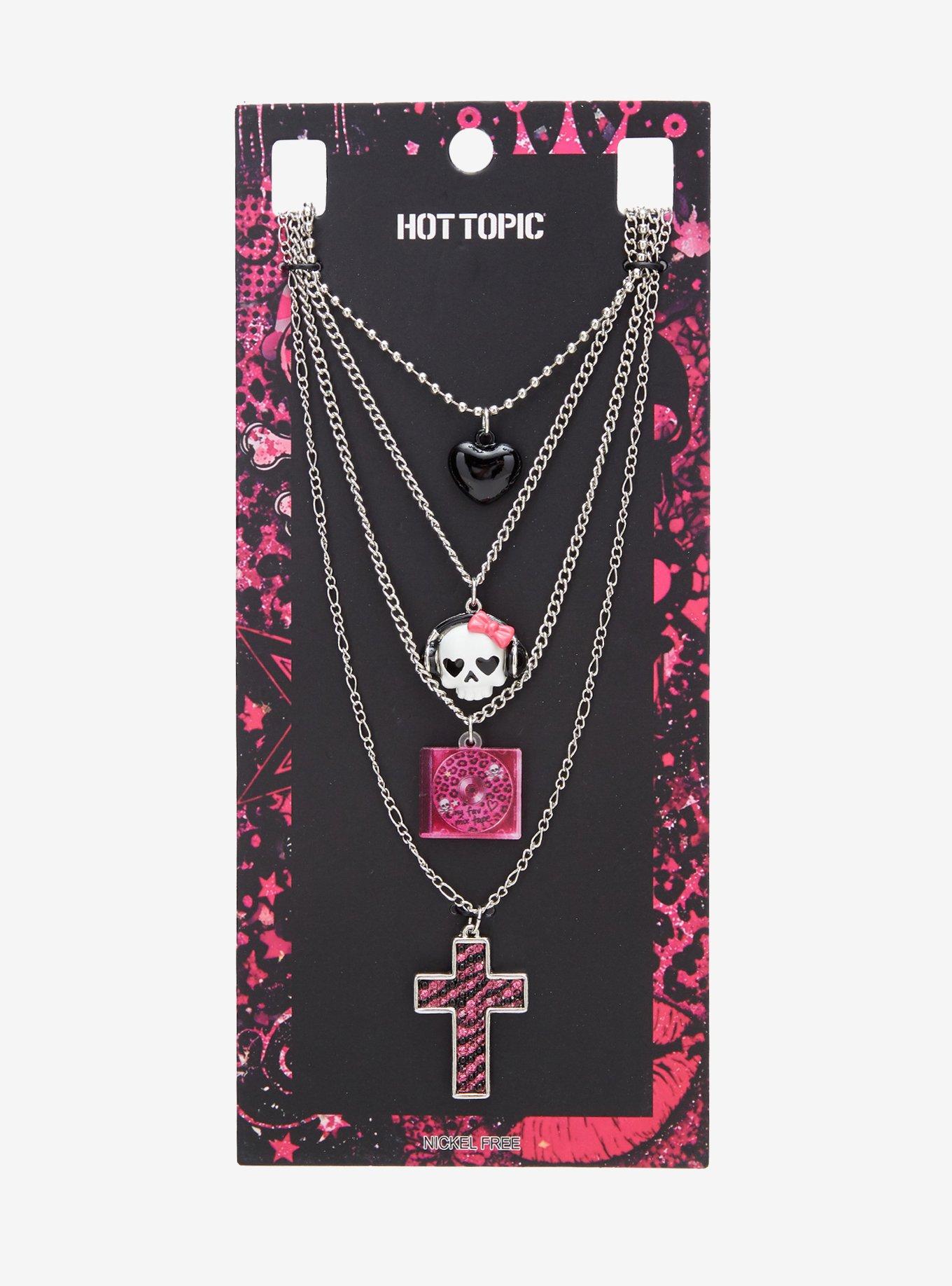 Black & Pink Y2K Icons Necklace Set, , hi-res