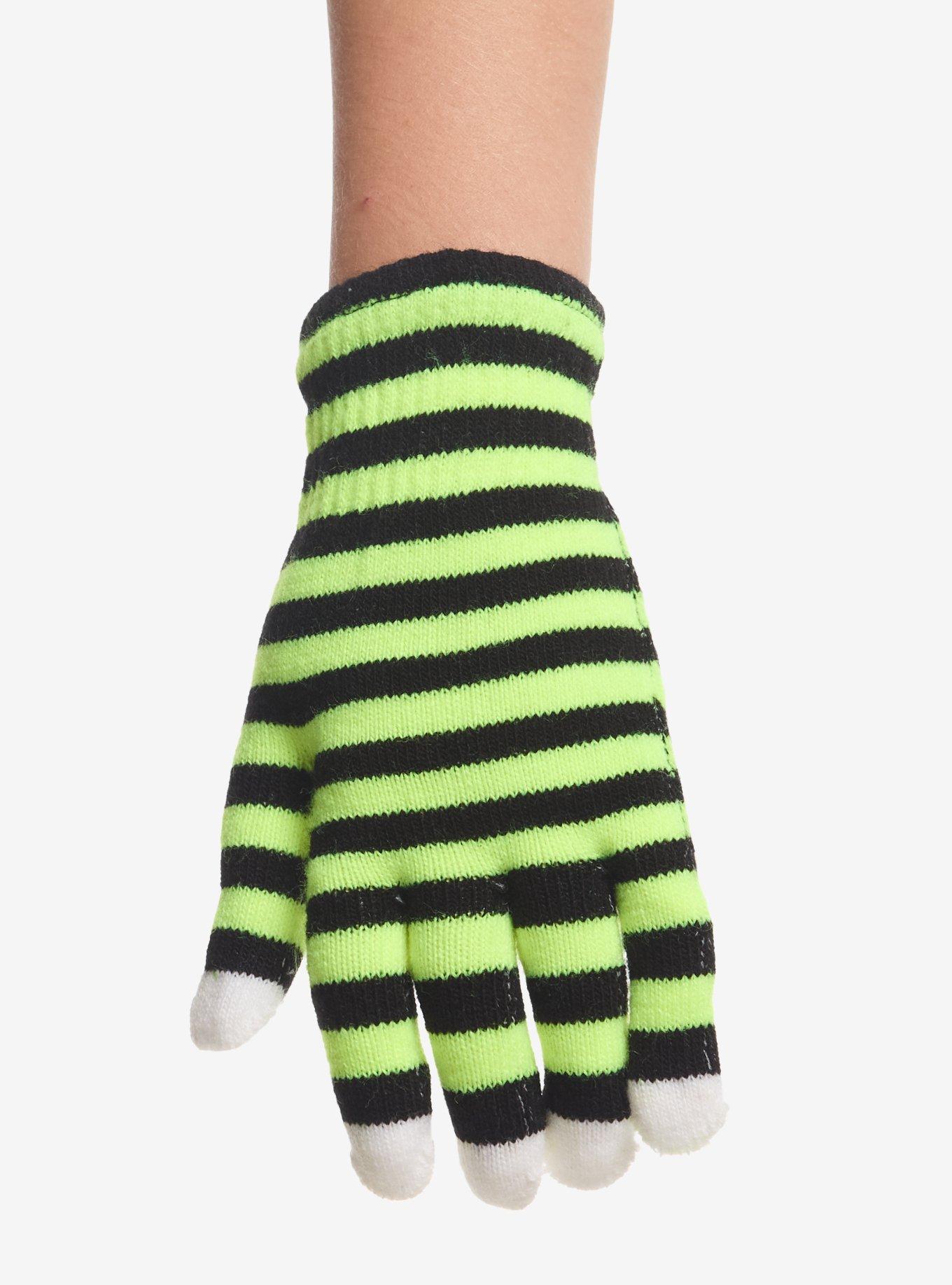 Black & Green Stripe Light-Up Gloves