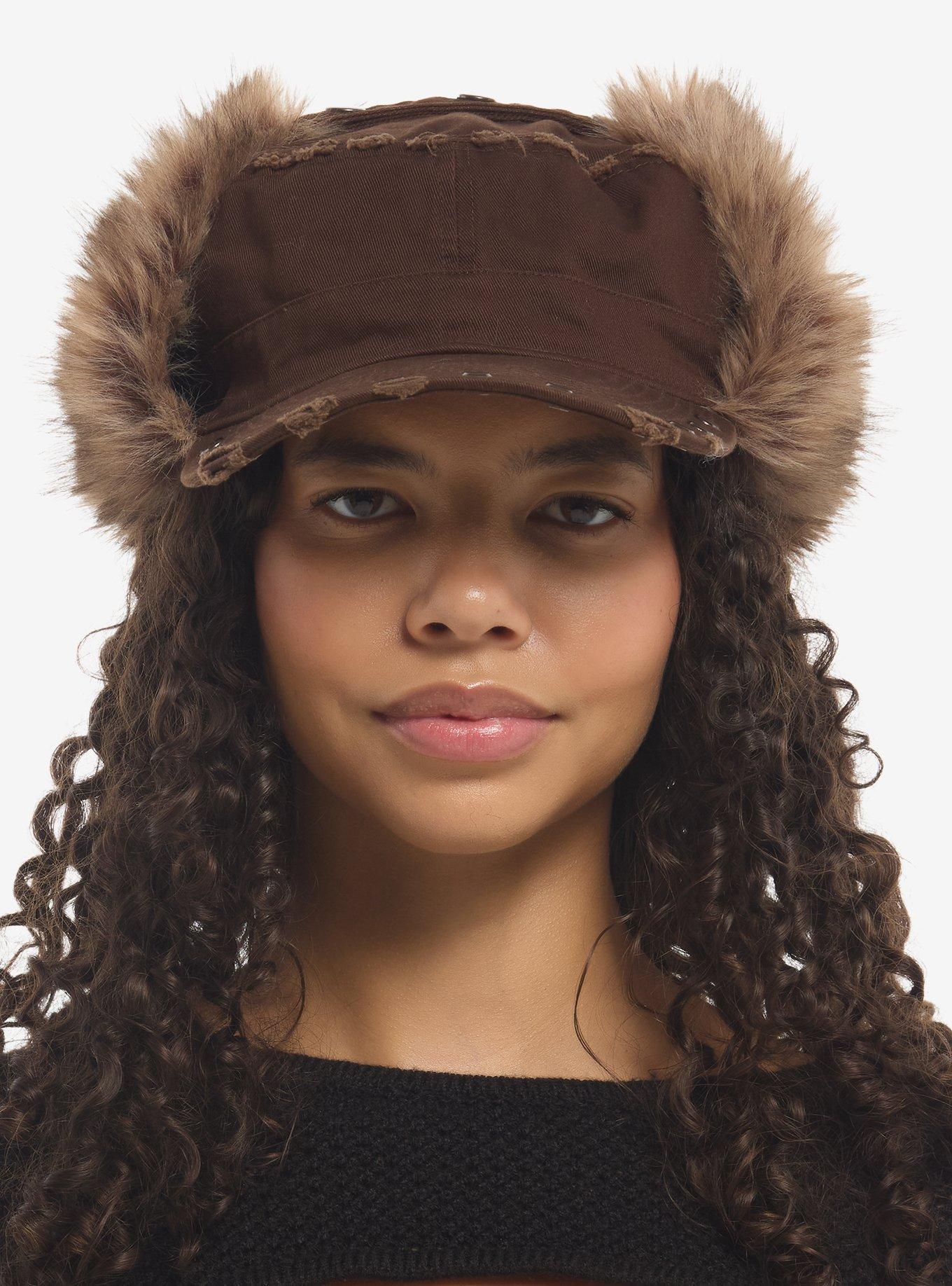 Brown Distressed Fur Trapper Cadet Hat | Hot Topic