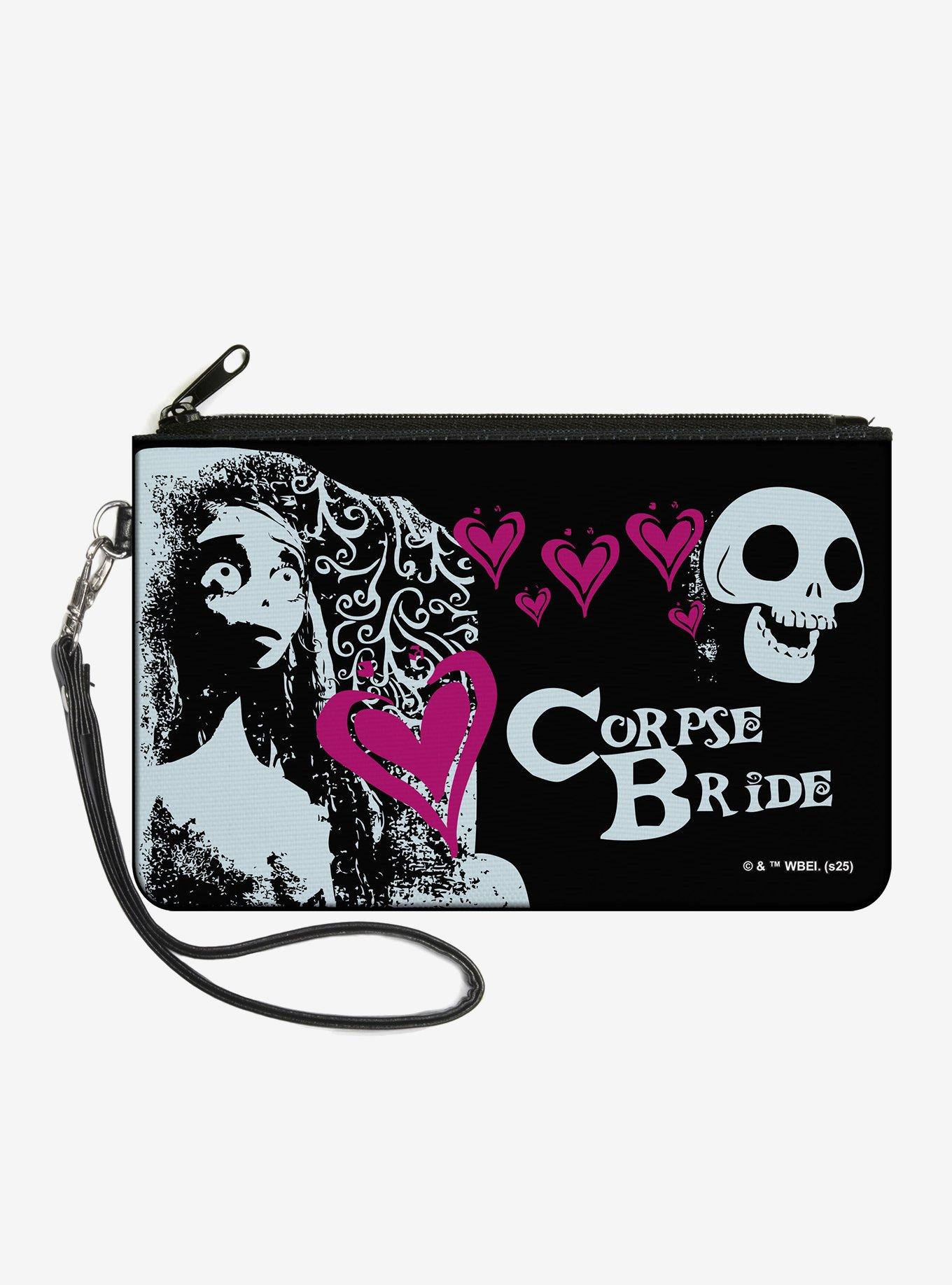 Corpse Bride Emily Hearts & Skull Zip Clutch Wallet, , hi-res