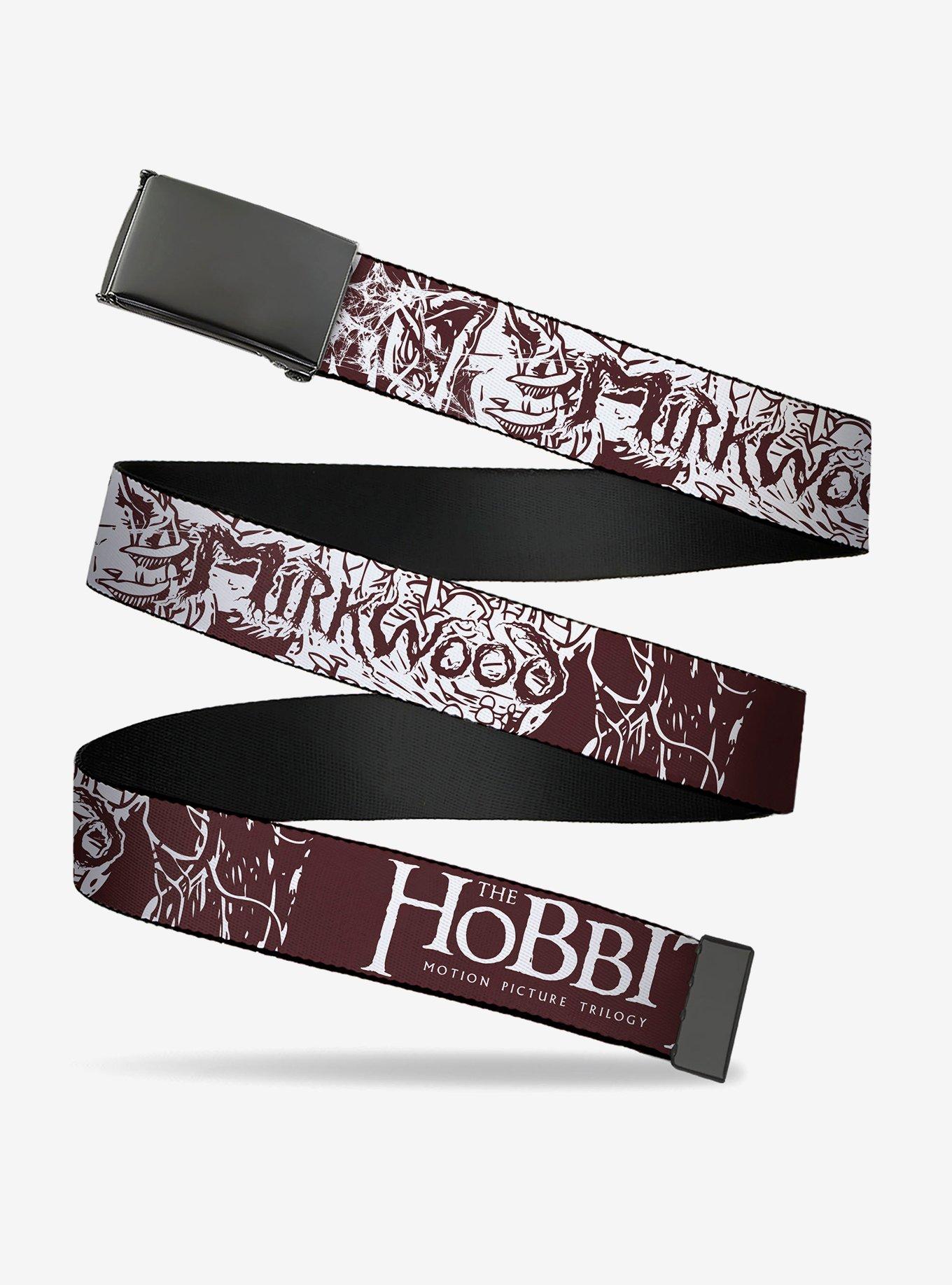 The Hobbit Trilogy Title & Mirkwood Text Brown Clamp Buckle Belt, , hi-res