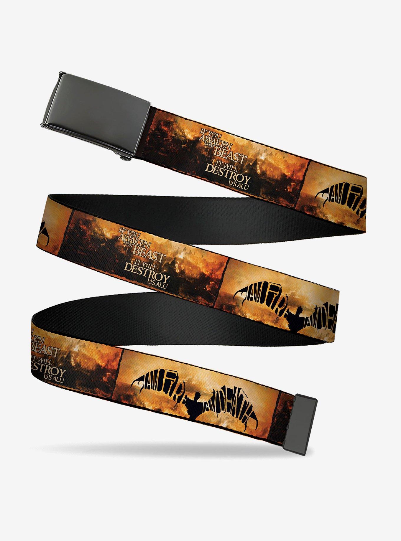The Hobbit the Desolation of Smaug Quote Blocks Clamp Buckle Belt, , hi-res