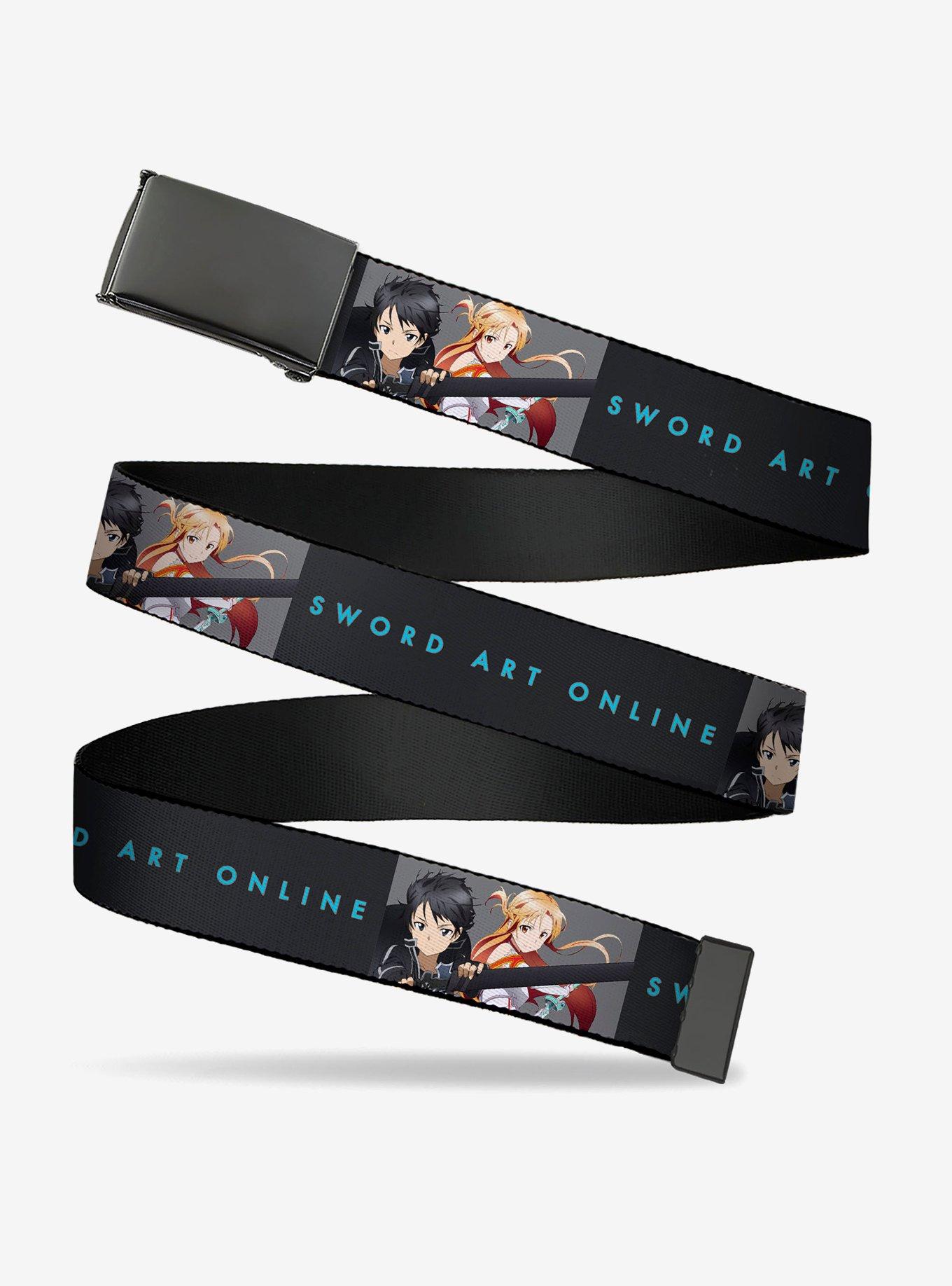Sword Art Online Kirito & Asuna Swords Pose & Logo Clamp Buckle Belt, , hi-res