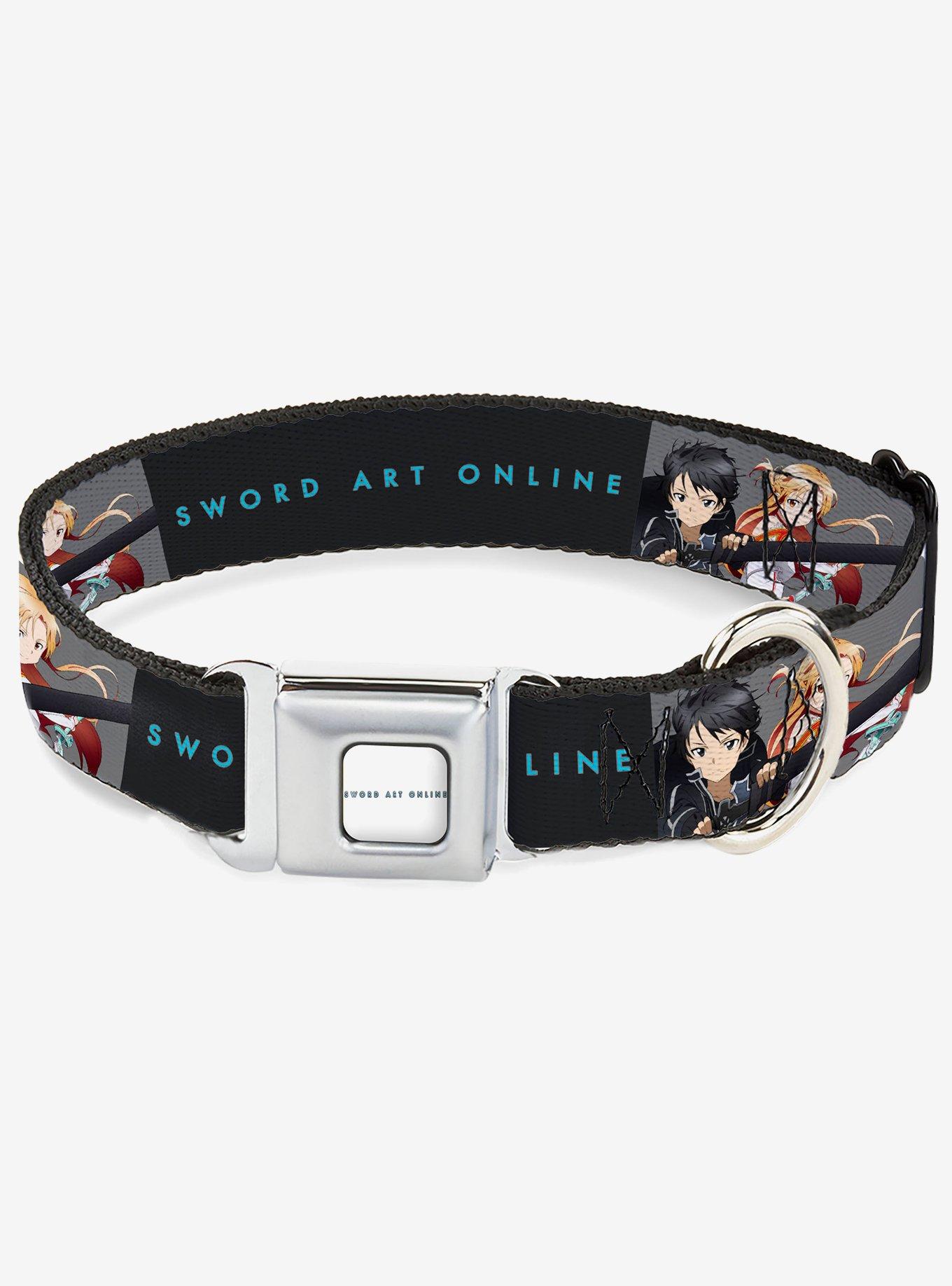 Sword Art Online Kirito & Asuna Swords Pose & Logo Seatbelt Buckle Dog Collar, , hi-res