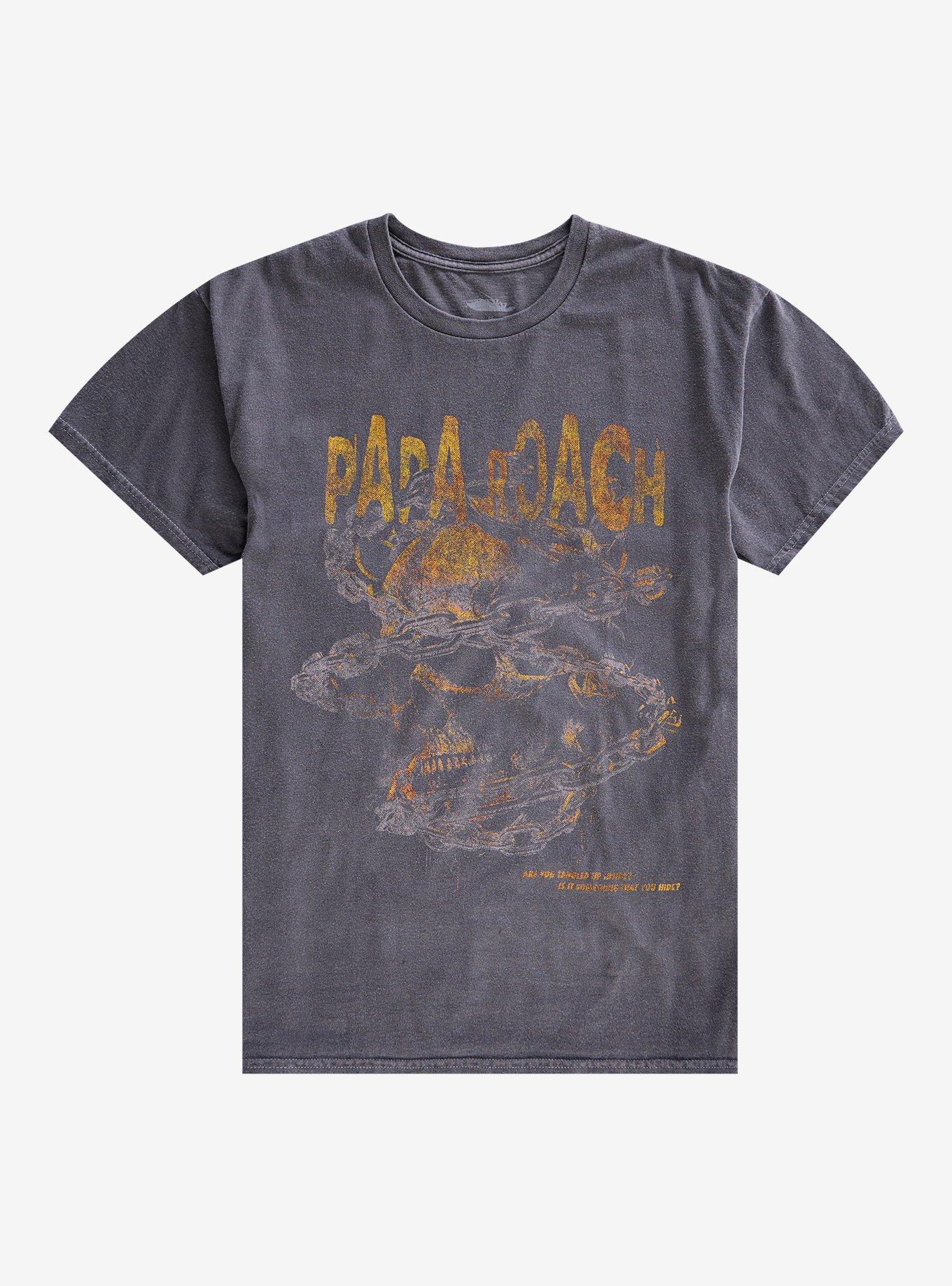 Papa Roach Skull Chain Pigment-Dye T-Shirt, , hi-res