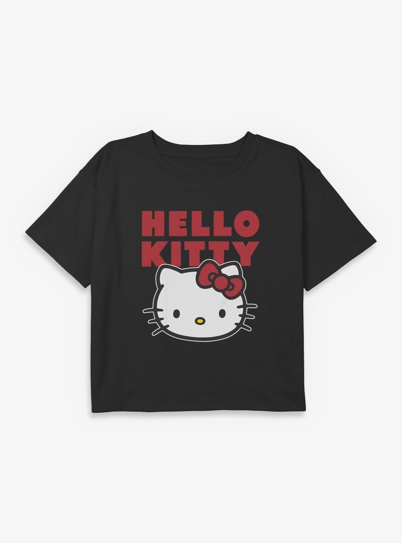 Hello Kitty Face Youth Girls Boxy Crop T-Shirt, , hi-res