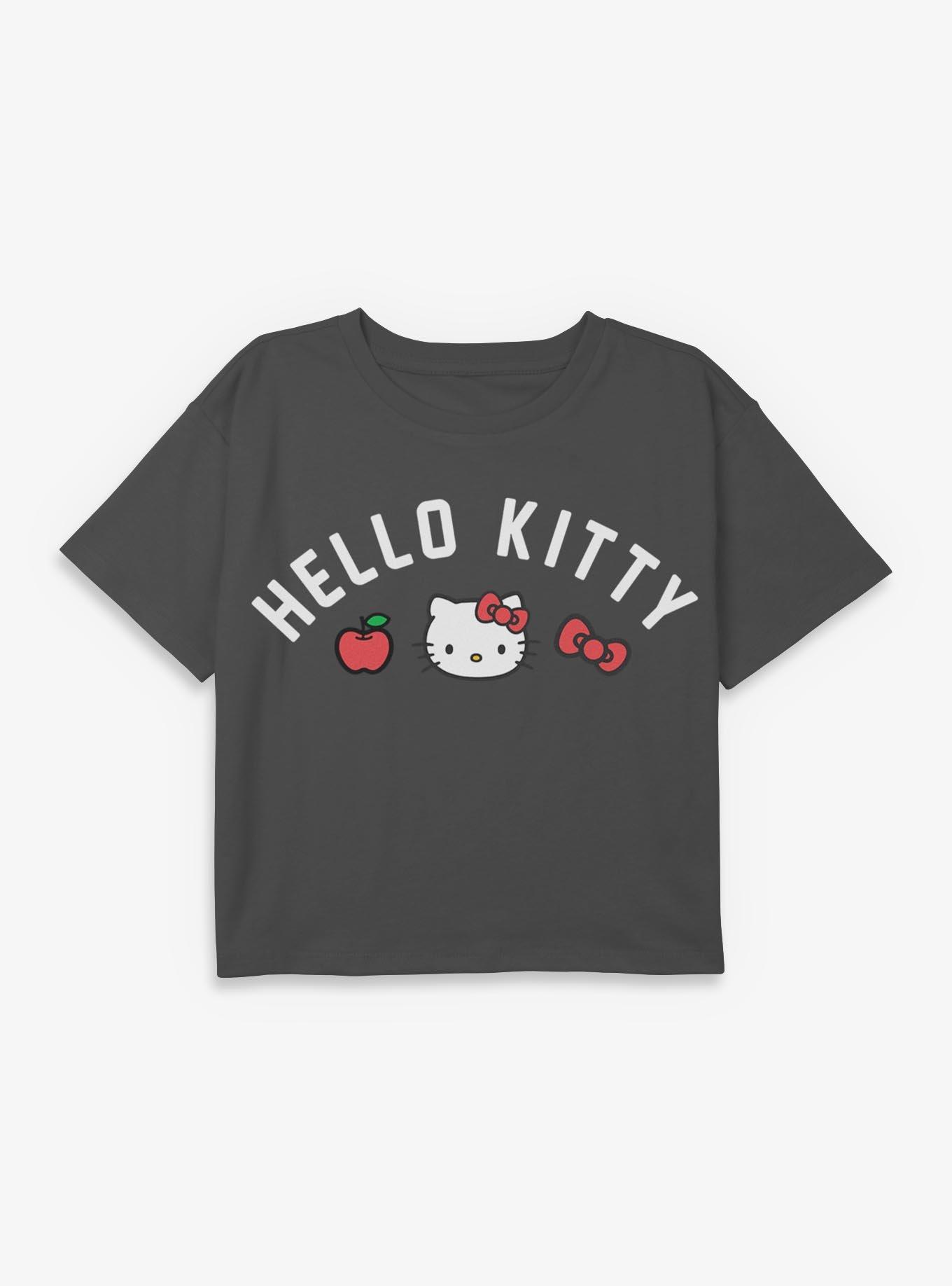 Hello Kitty Apple Kitty Bow Youth Girls Boxy Crop T-Shirt