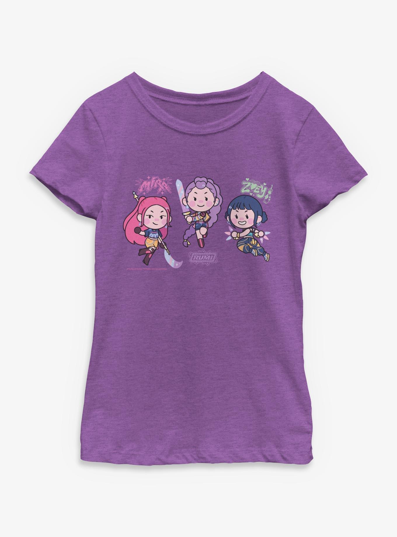 KPop Demon Hunters Chibi Fighting Stance Youth Girls T-Shirt, , hi-res