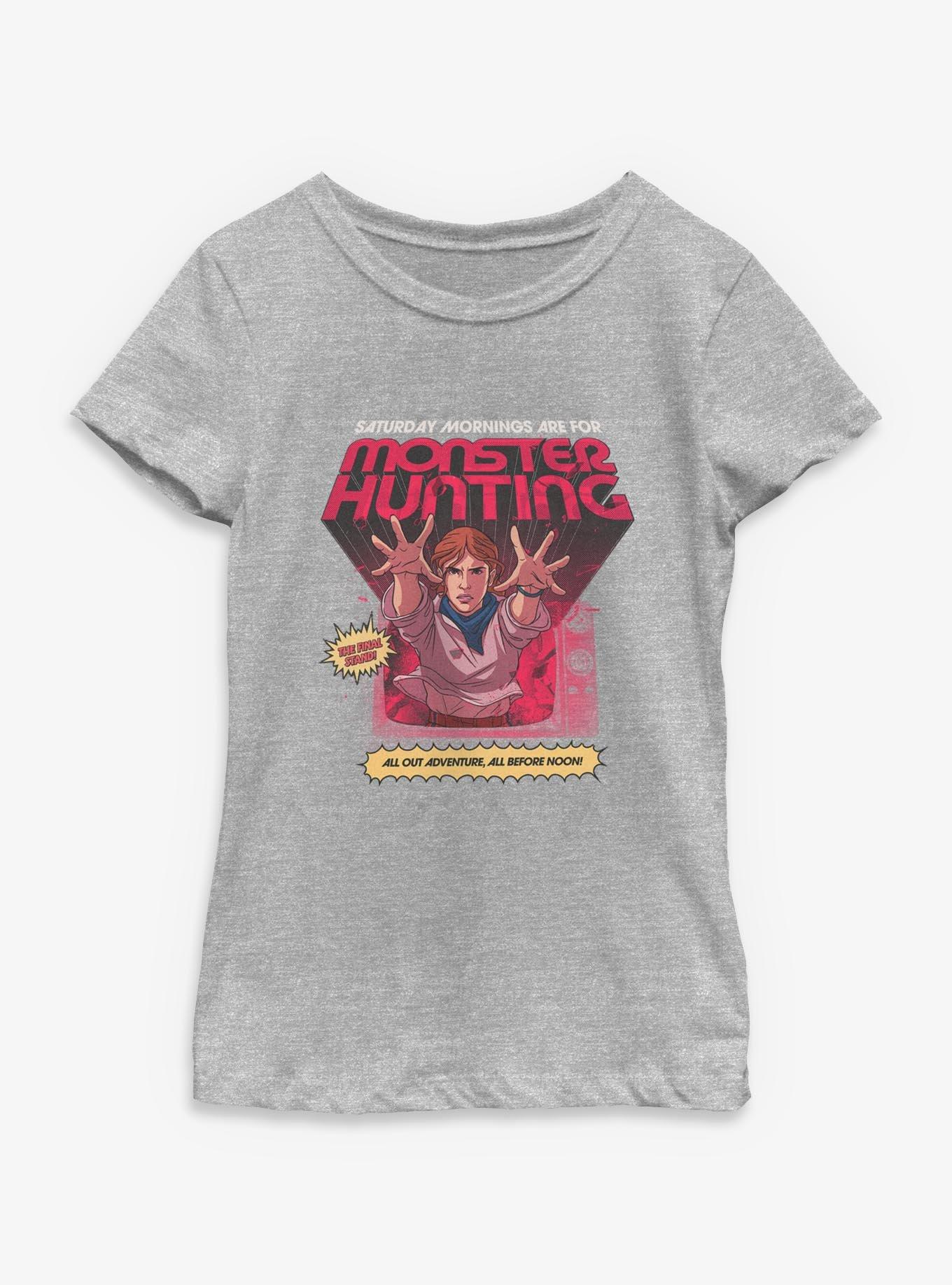Stranger Things Sunday Mornings Are For Monster Hunting Youth Girls T-Shirt, , hi-res