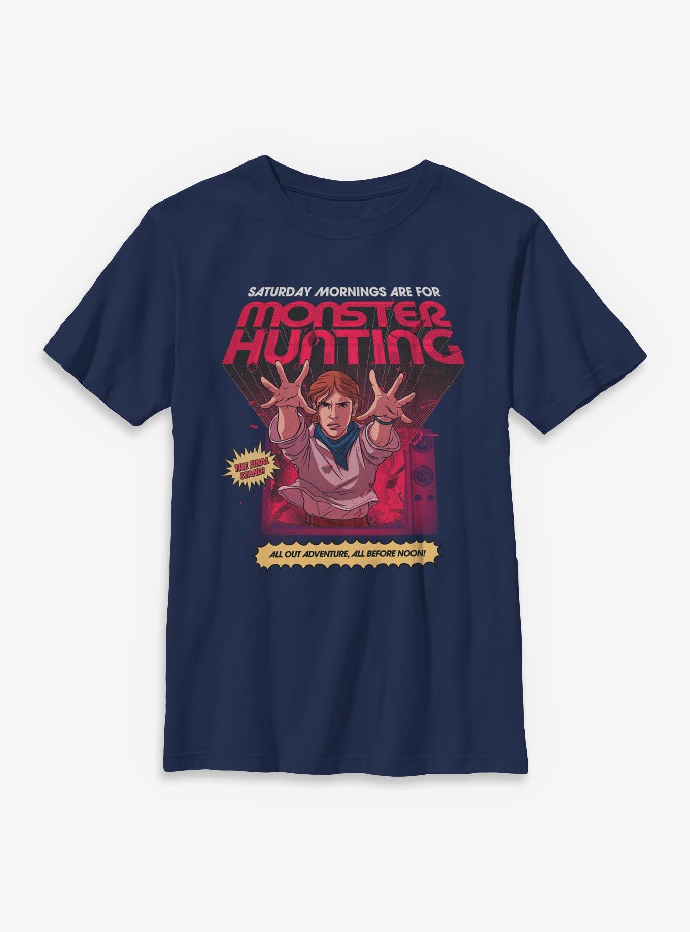 Stranger Things Sunday Mornings Are For Monster Hunting Youth T-Shirt, , hi-res