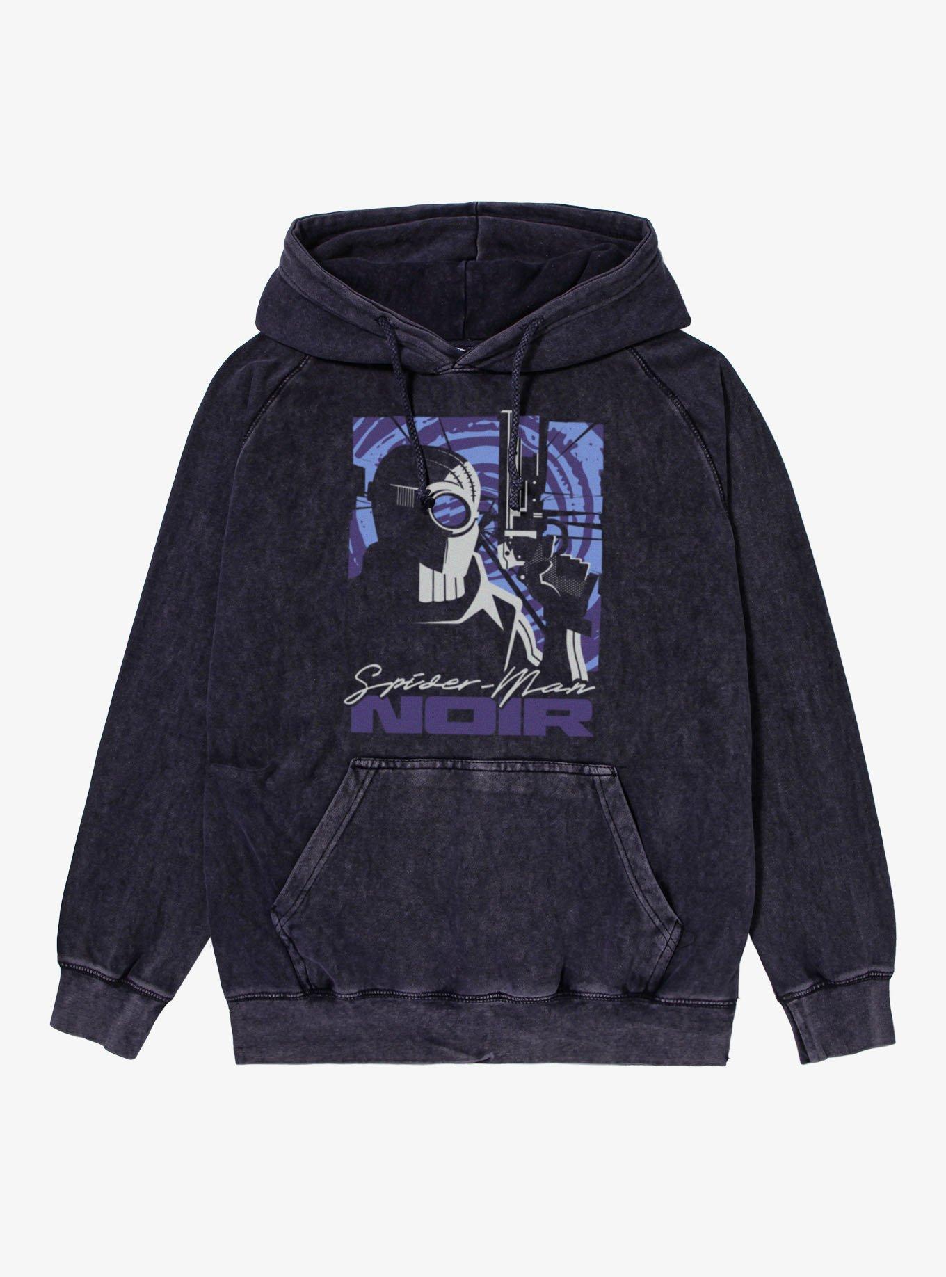 Marvel Spider-Man Noir Sense The Warp Mineral Wash Hoodie, , hi-res