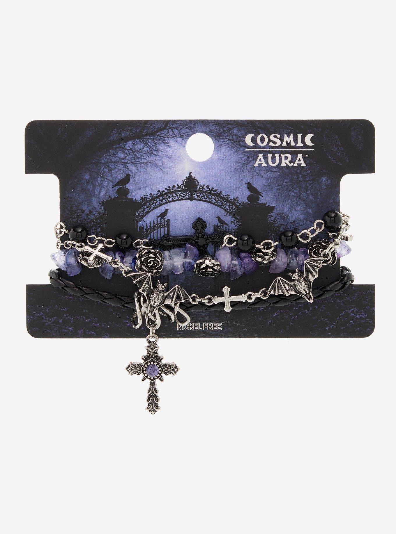 Cosmic Aura Crystal Rock Bat Bracelet Set, , hi-res