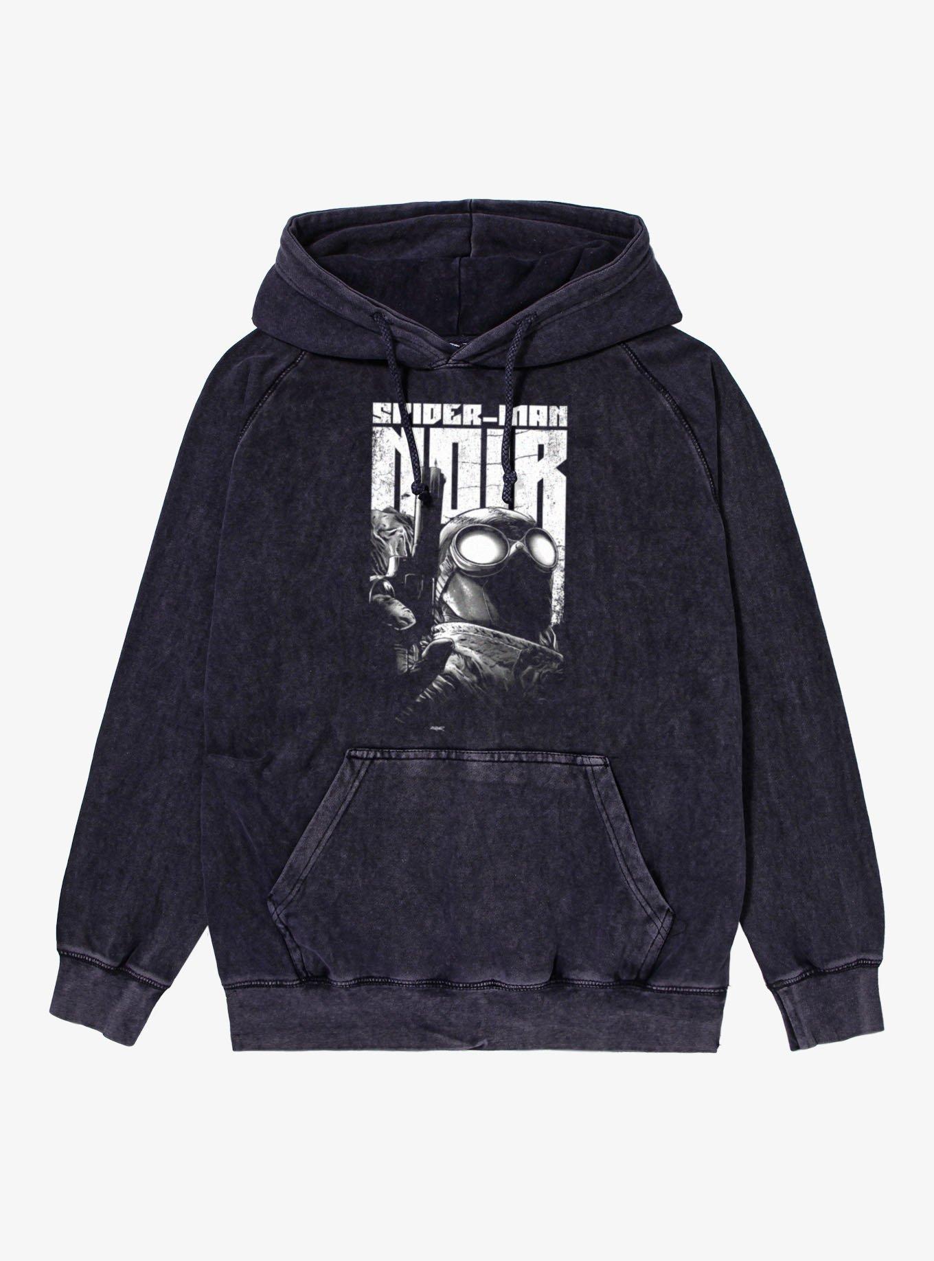 Marvel Spider-Man Noir Portrait Mineral Wash Hoodie, VINTAGE BLACK, hi-res