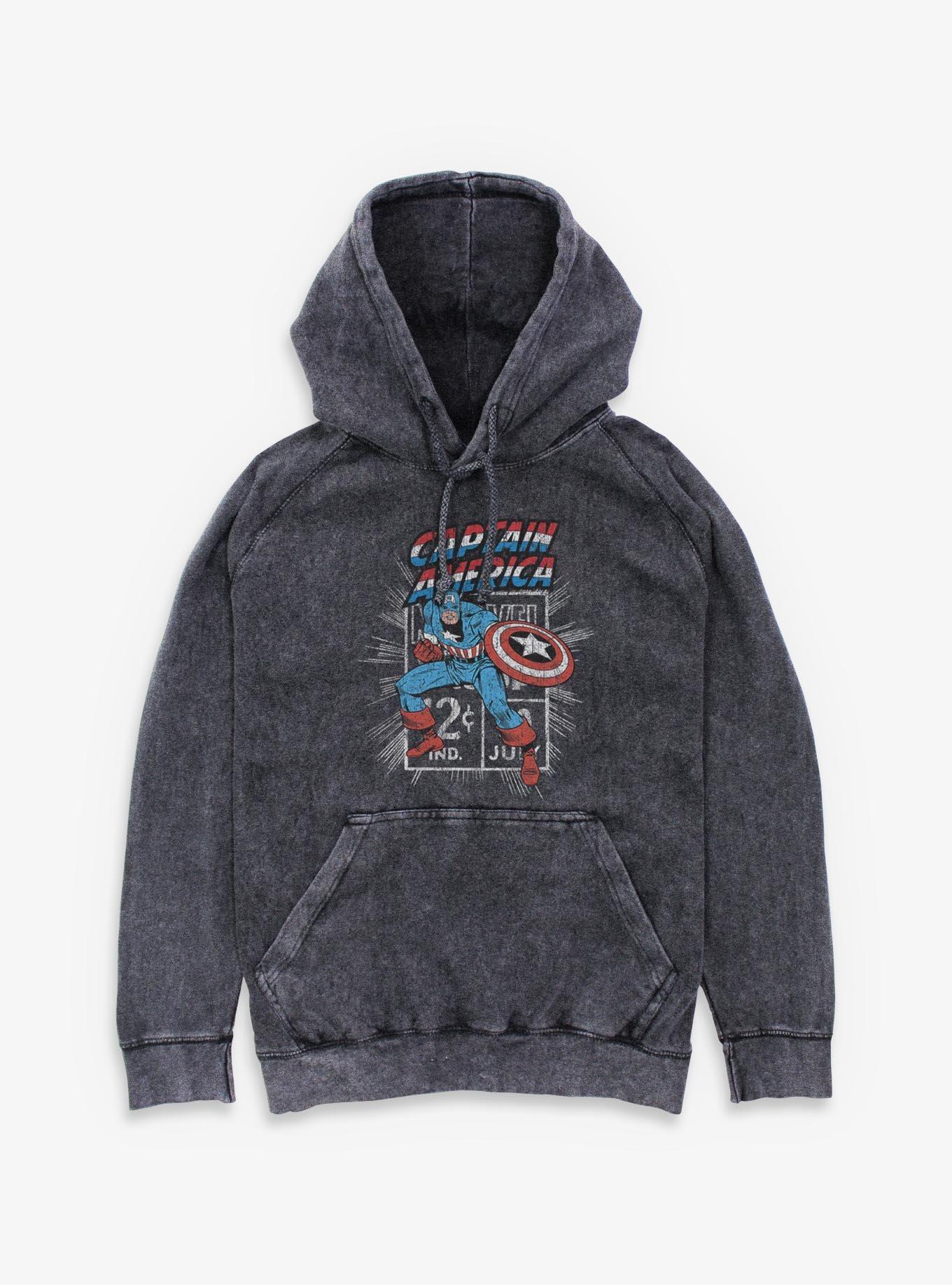 Marvel Captain America Stamp Mineral Wash Hoodie, , hi-res