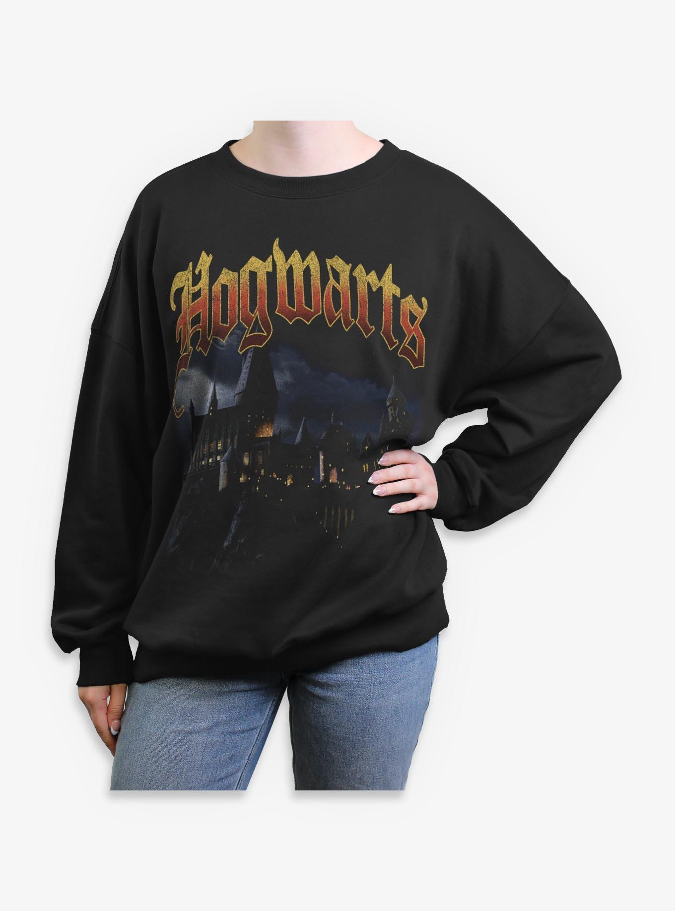 Harry Potter And The Sorcerer's Stone Hogwarts Castle At Night Girls Oversized Sweatshirt, , hi-res