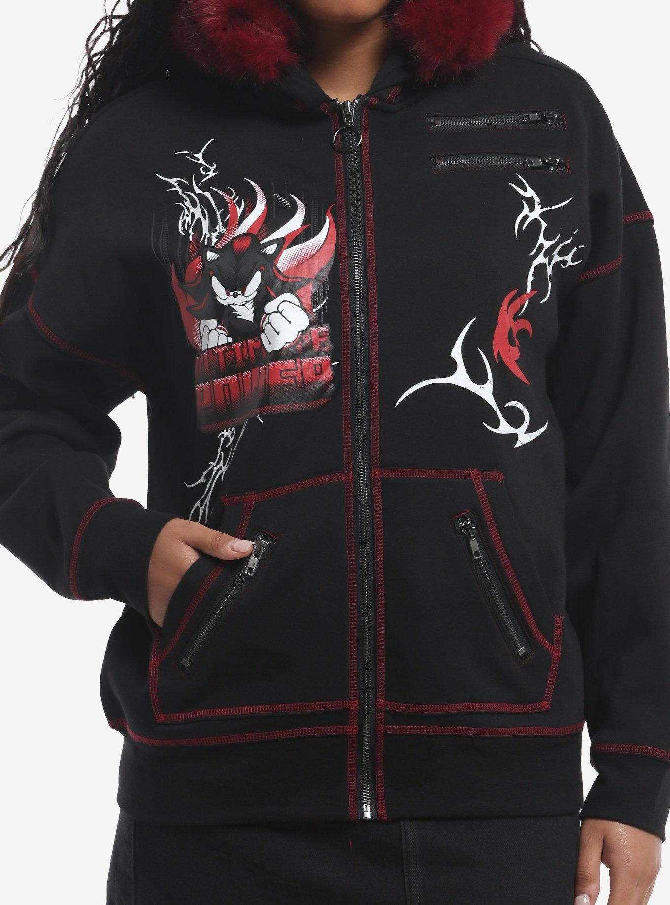 Sonic The Hedgehog Shadow Fur Trim Girls Hoodie