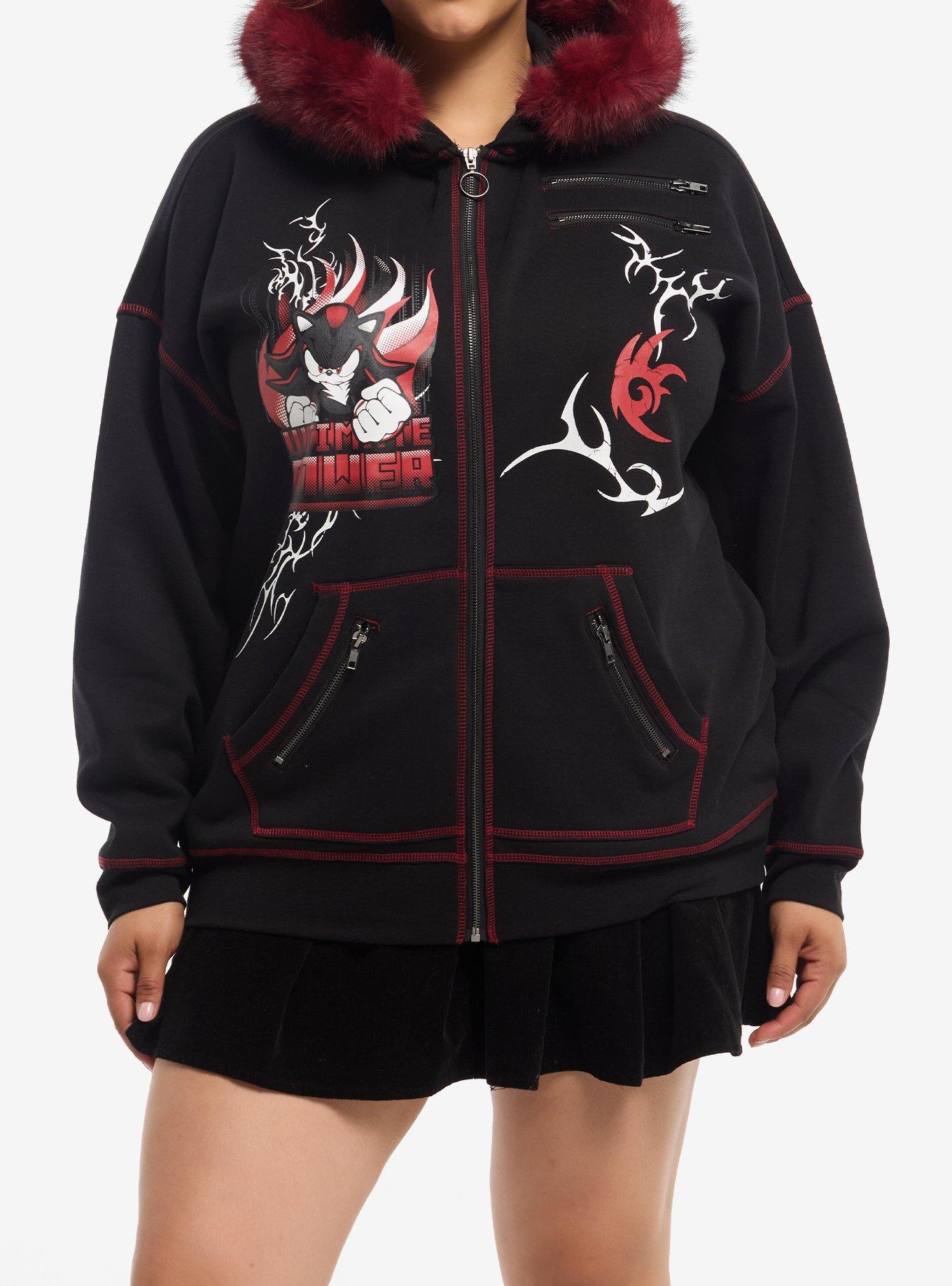 Sonic The Hedgehog Shadow Fur Trim Girls Hoodie Plus Size