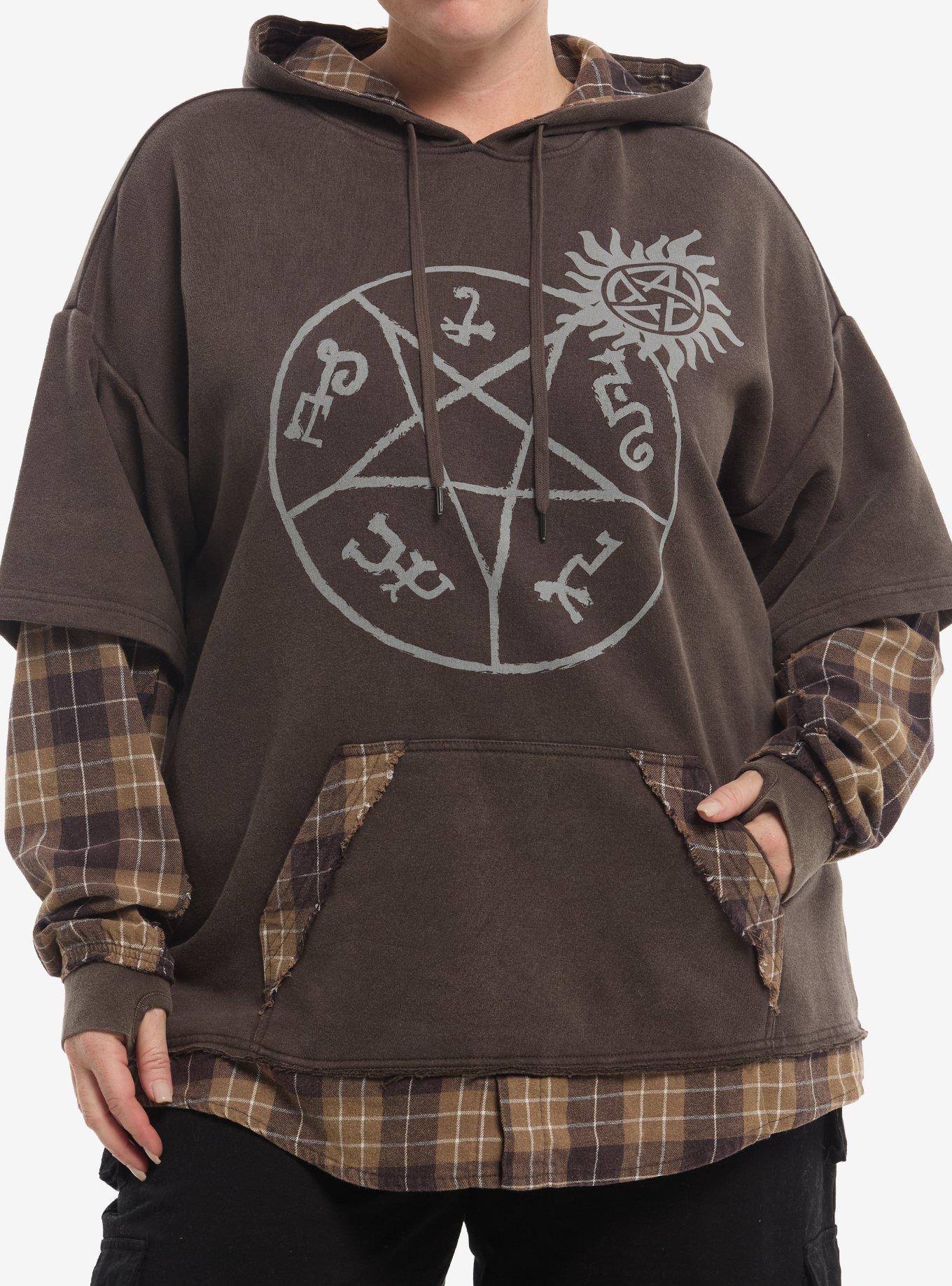Supernatural Plaid Twofer Hoodie Plus Size