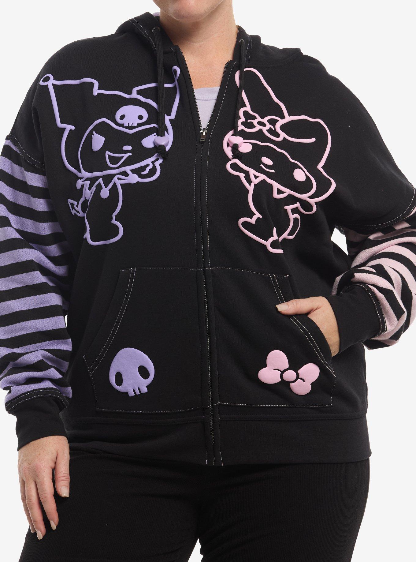 My Melody & Kuromi Split Stripe Girls Hoodie Plus Size