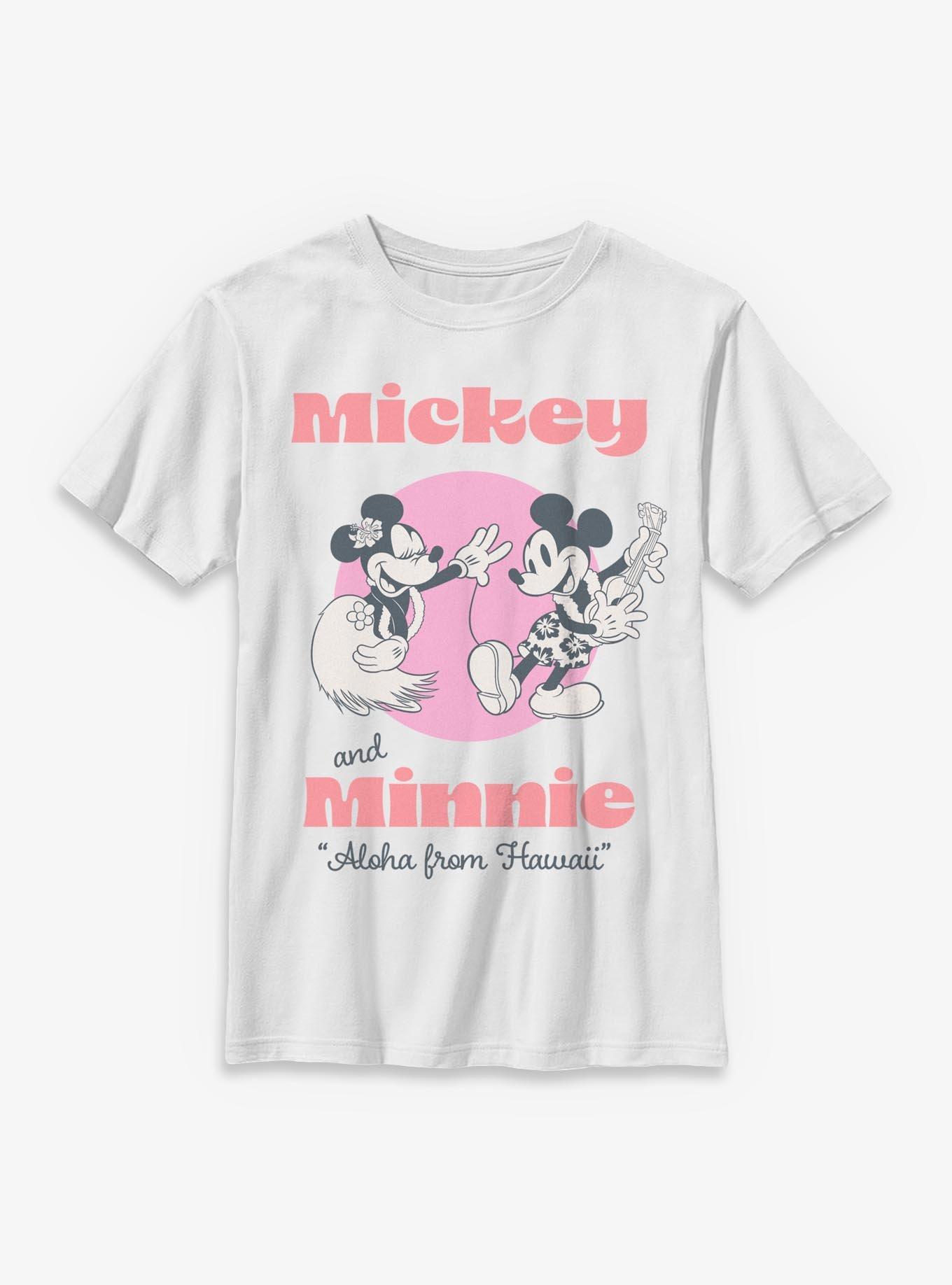 Disney Mickey Mouse & Minnie Mouse Aloha From Hawaii Youth T-Shirt 