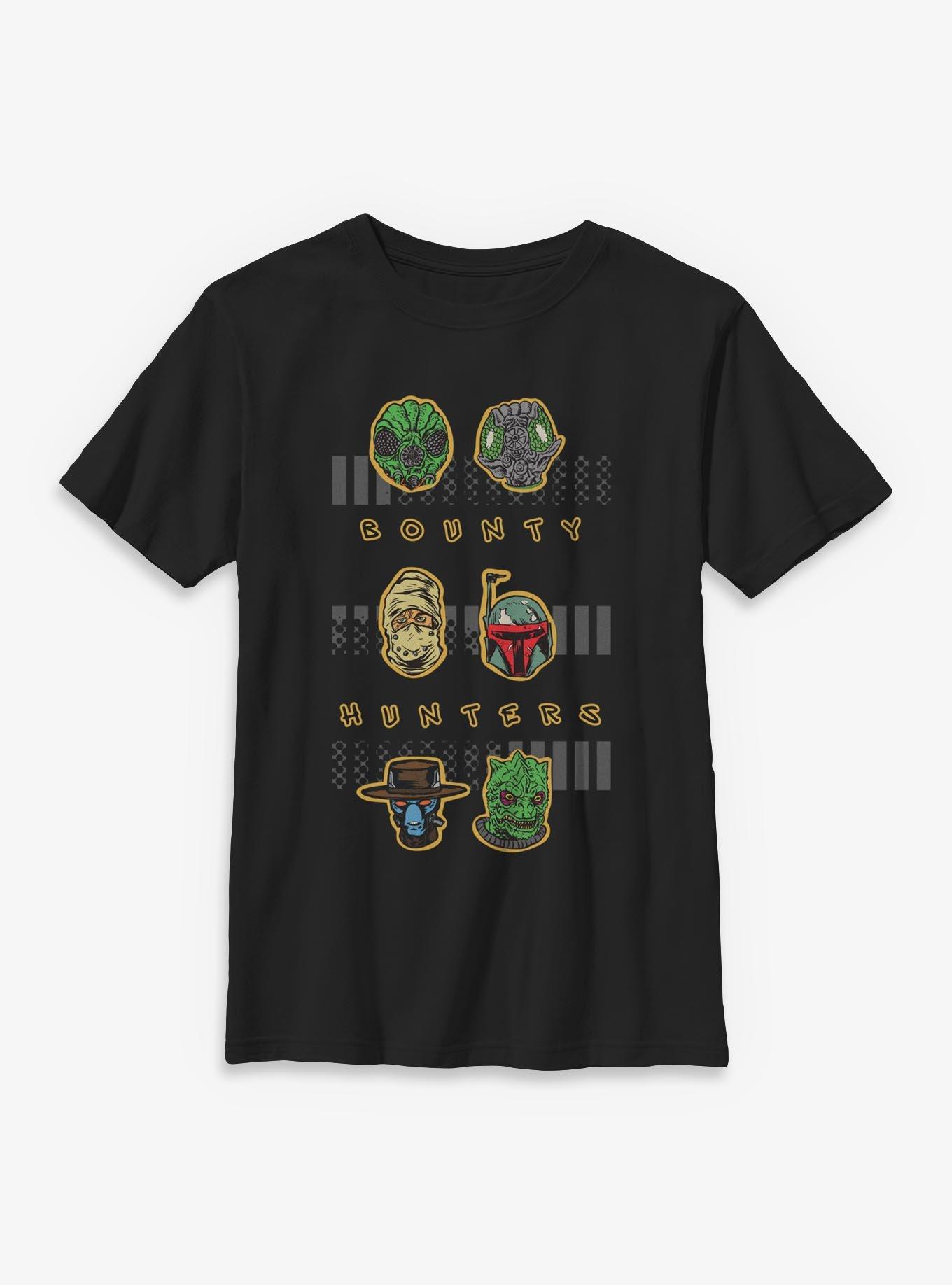 Star Wars Bounty Hunters Heads Youth T-Shirt, BLACK, hi-res